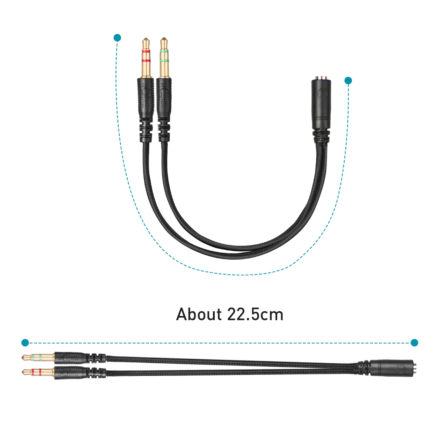HAVIT 3.5mm Headphone Mic Adapter Cable for Laptop PC, 1 Male To 2 Dual Female Jack - Image 7