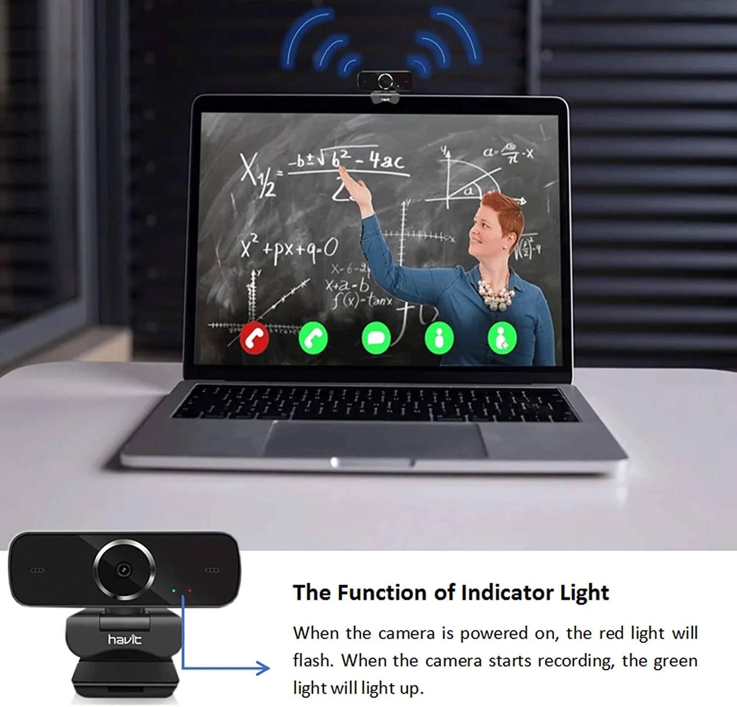HAVIT C1096 1080P HD Webcam With Built-In Mic & Tripod - Image 4