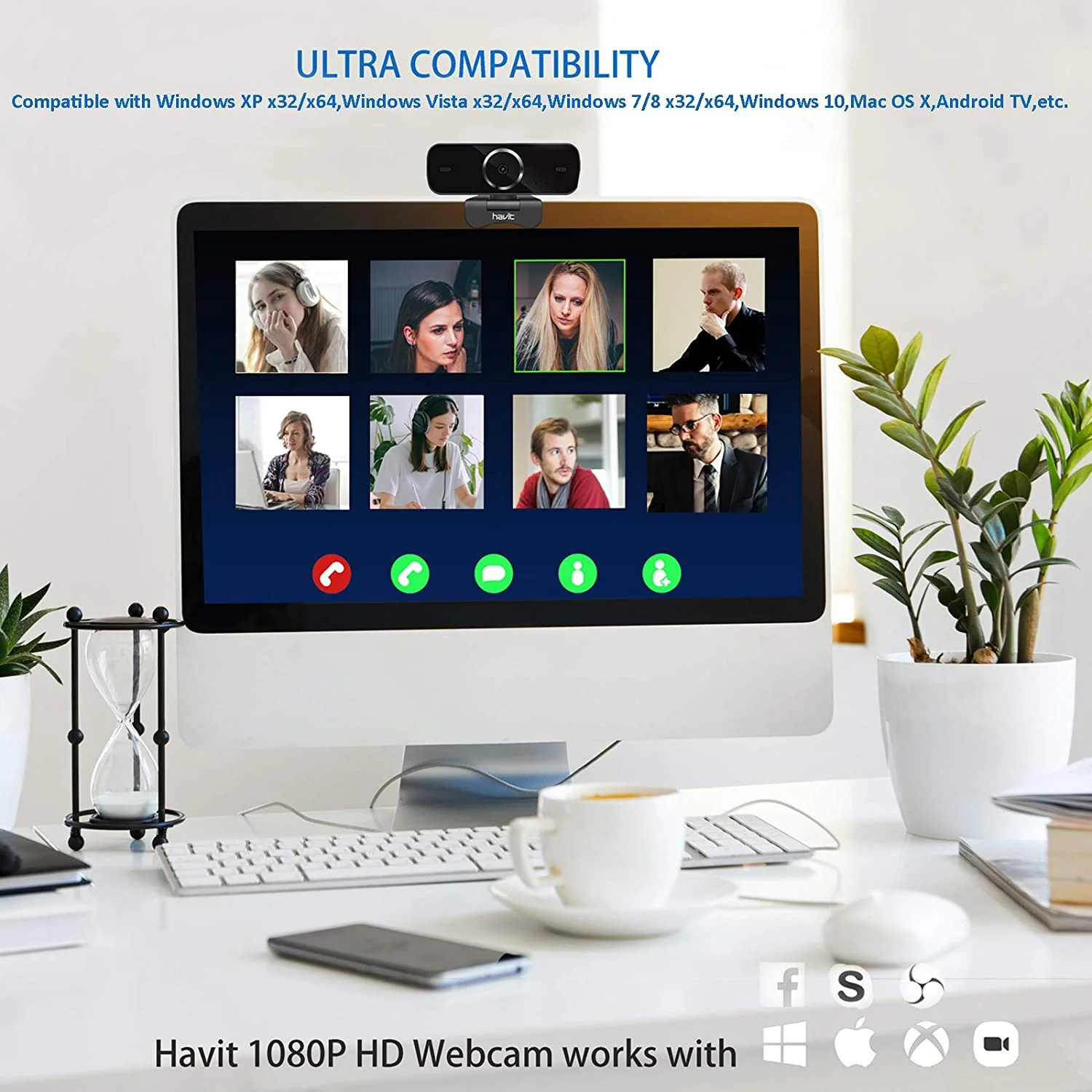 HAVIT C1096 1080P HD Webcam With Built-In Mic & Tripod - Image 6