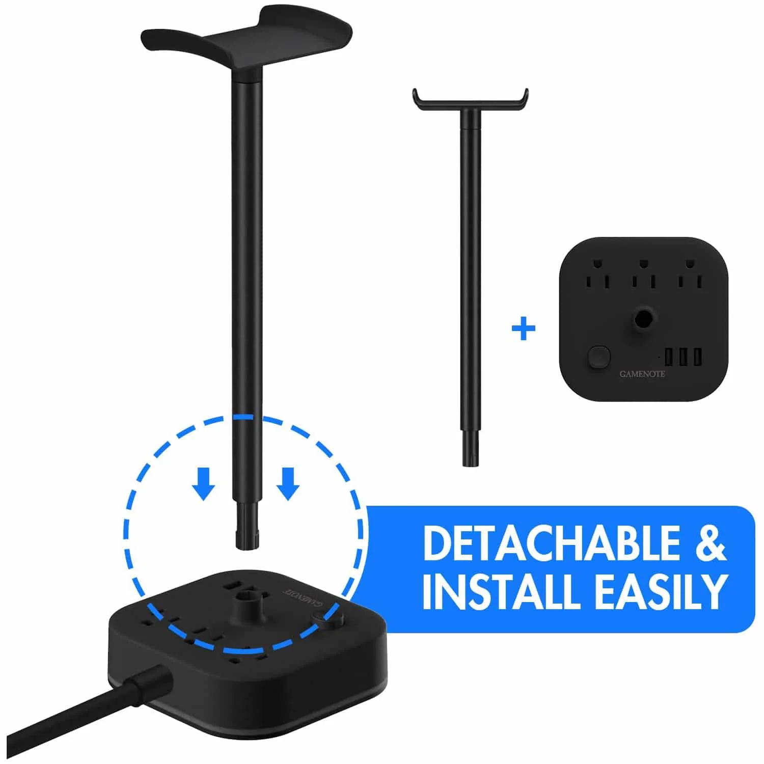 HAVIT DPM05 RGB Headset Stand with 3 USB Charging Ports & 3 Power Outlets 【US Only】 - Image 9