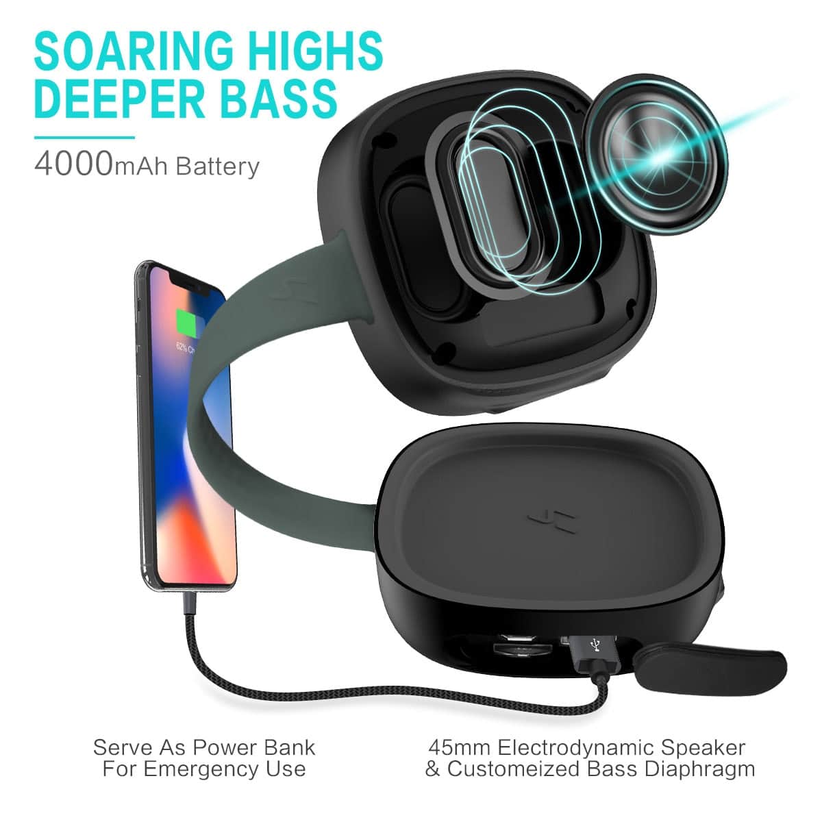 HAVIT E5 TWS Waterproof Bluetooth Speakers with IP7X, TWS, 4000mAh Power Bank - Image 12