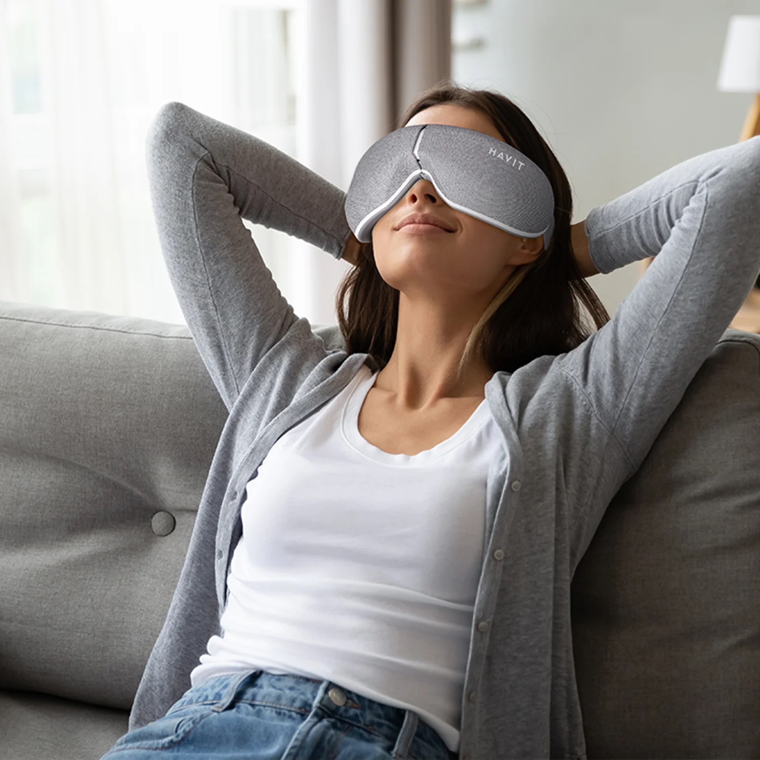 HAVIT EM1601 Eye Massager with Foldable Rechargeable Air Compression Heat Therapy - Image 6