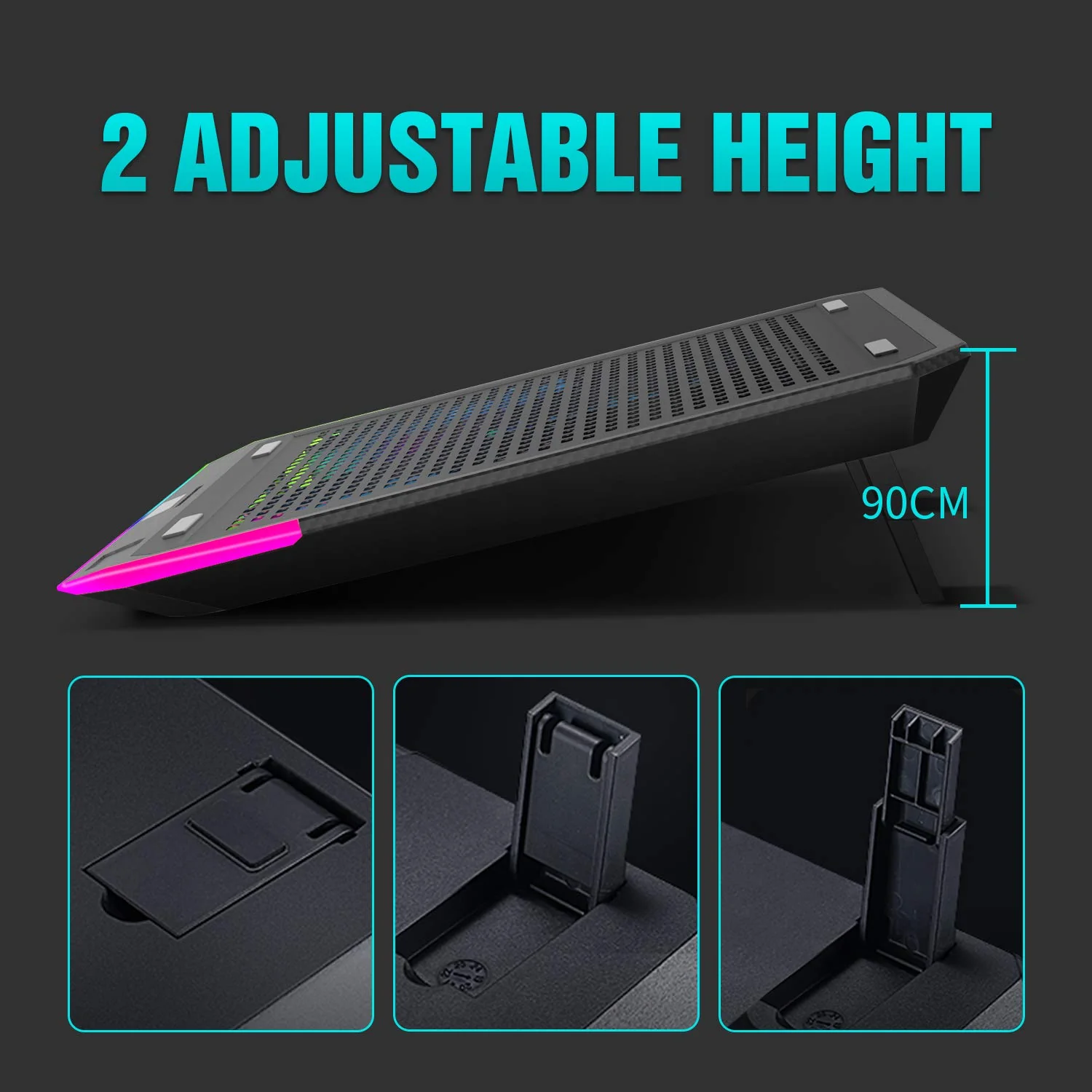 HAVIT F2073 Gaming Laptop Cooling Pad for 15.6-17 Inch Laptop with RGB Backlight & Touch Control - Image 4