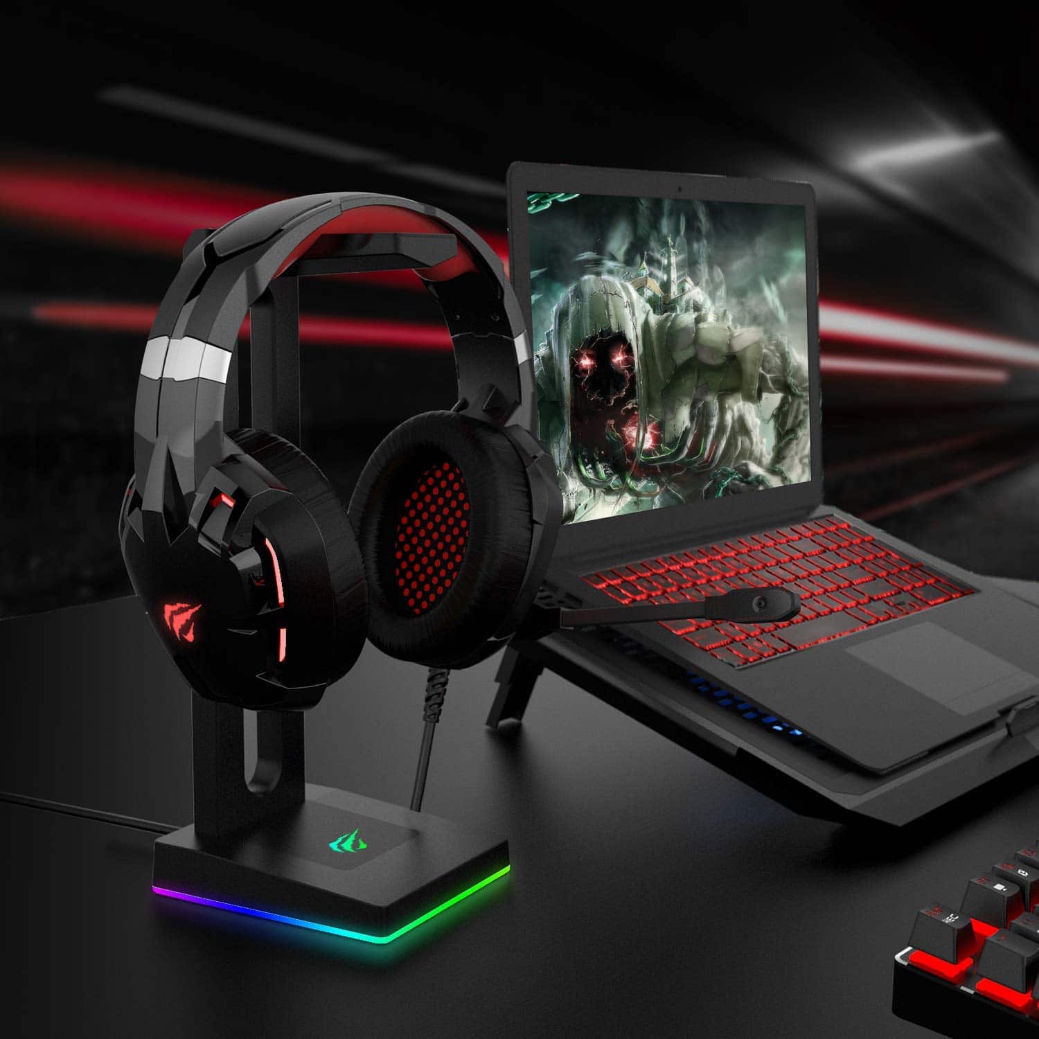 HAVIT H2001D Wired Gaming Headset with LED & Noise Cancelling Mic - Image 3
