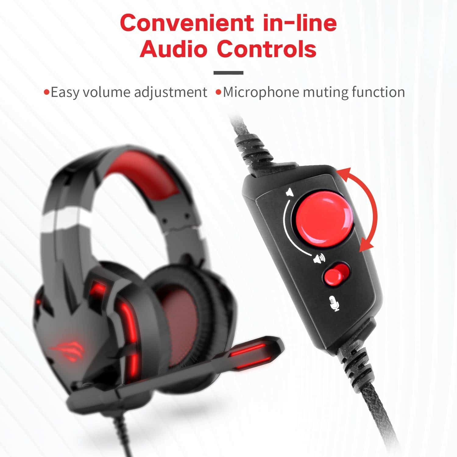 HAVIT H2001D Wired Gaming Headset with LED & Noise Cancelling Mic - Image 5