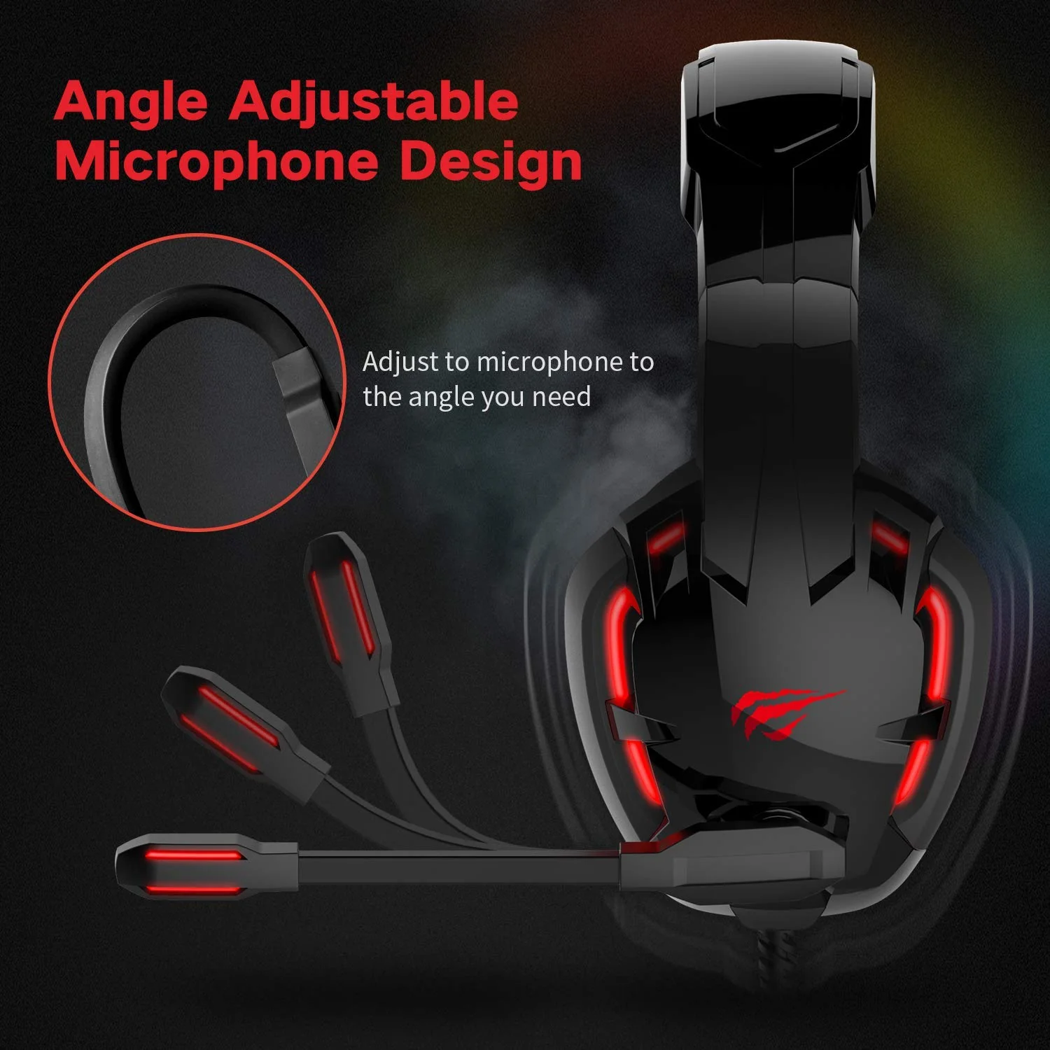HAVIT H2001D Wired Gaming Headset with LED & Noise Cancelling Mic - Image 6