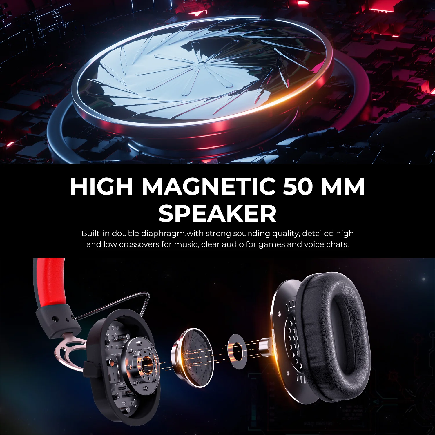 HAVIT H2008D Wired Gaming Headphones Detachable MIC 3.5mm Plug 50mm Drivers Surround Sound - Image 3