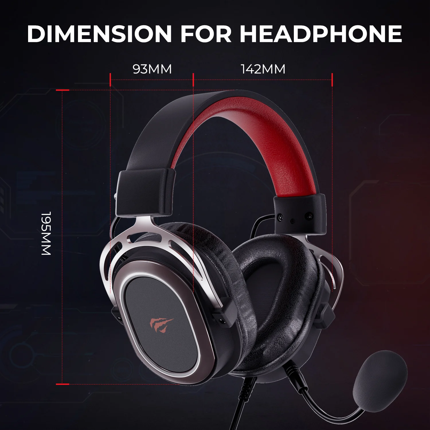 HAVIT H2008D Wired Gaming Headphones Detachable MIC 3.5mm Plug 50mm Drivers Surround Sound - Image 6