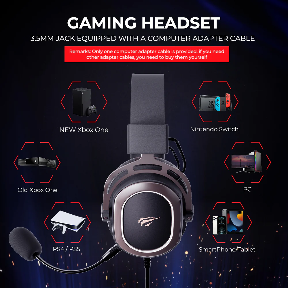 HAVIT H2008D Wired Gaming Headphones Detachable MIC 3.5mm Plug 50mm Drivers Surround Sound - Image 7