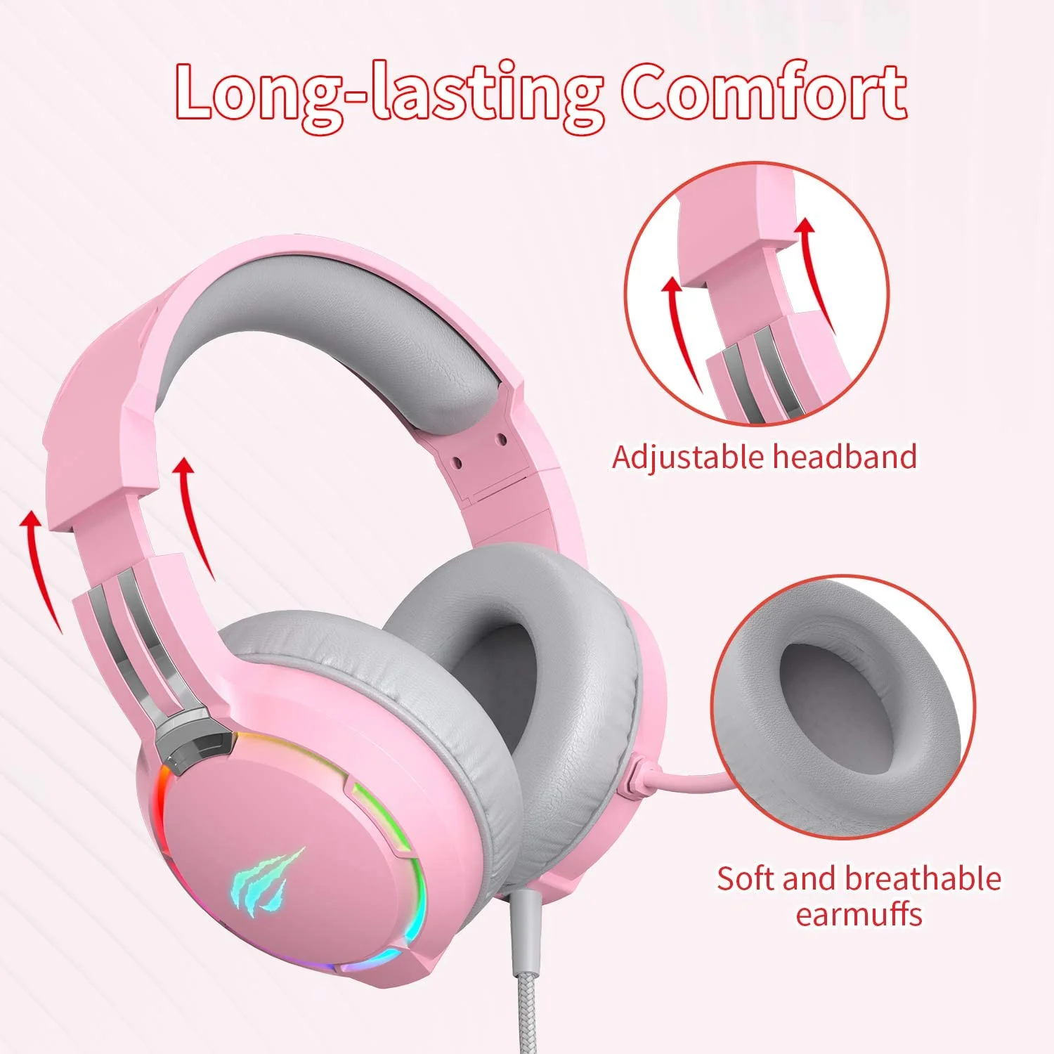 HAVIT H2010D RGB Wired Gaming Headset with Volume Control & HD Microphone - Image 10