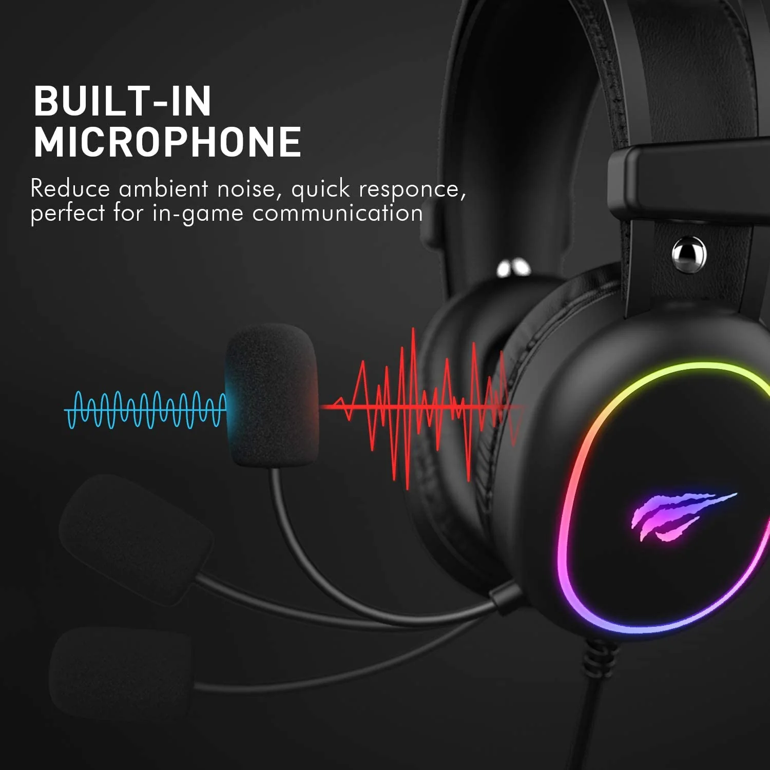 HAVIT H2016D RGB Wired Gaming Headset with Microphone Stereo Surround Sound - Image 3