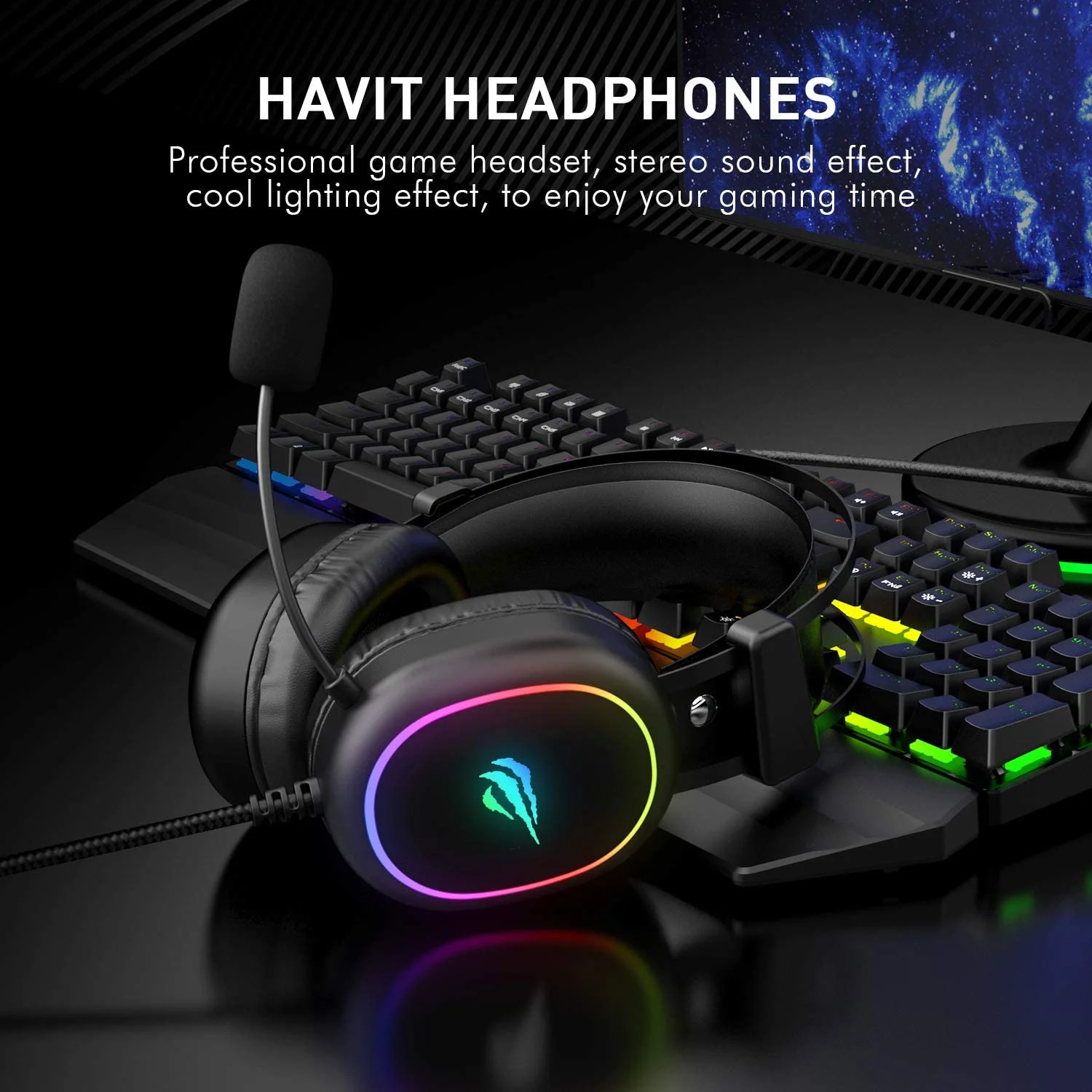 HAVIT H2016D RGB Wired Gaming Headset with Microphone Stereo Surround Sound - Image 6