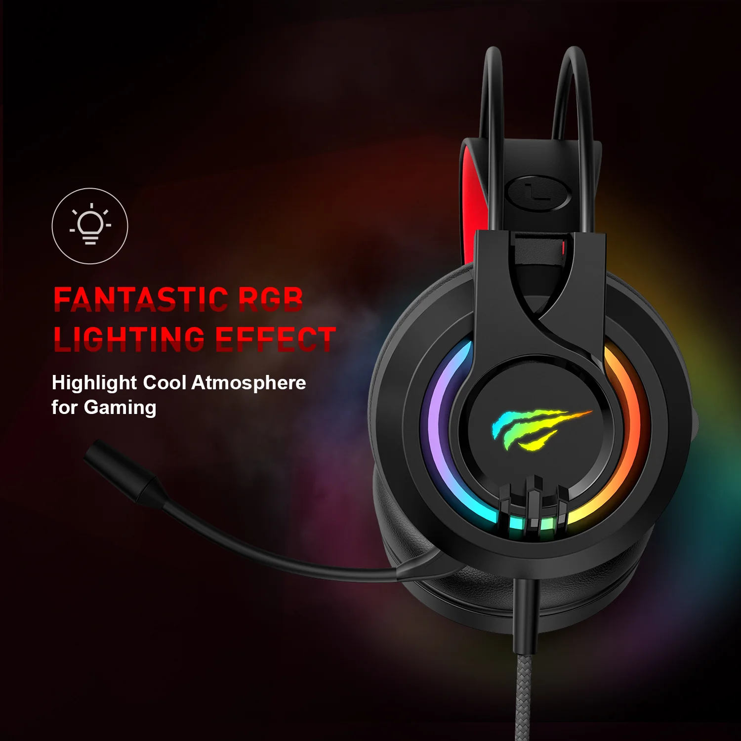 HAVIT H2020D RGB Gaming Headset with Stereo Surround Sound & Volume Control - Image 3