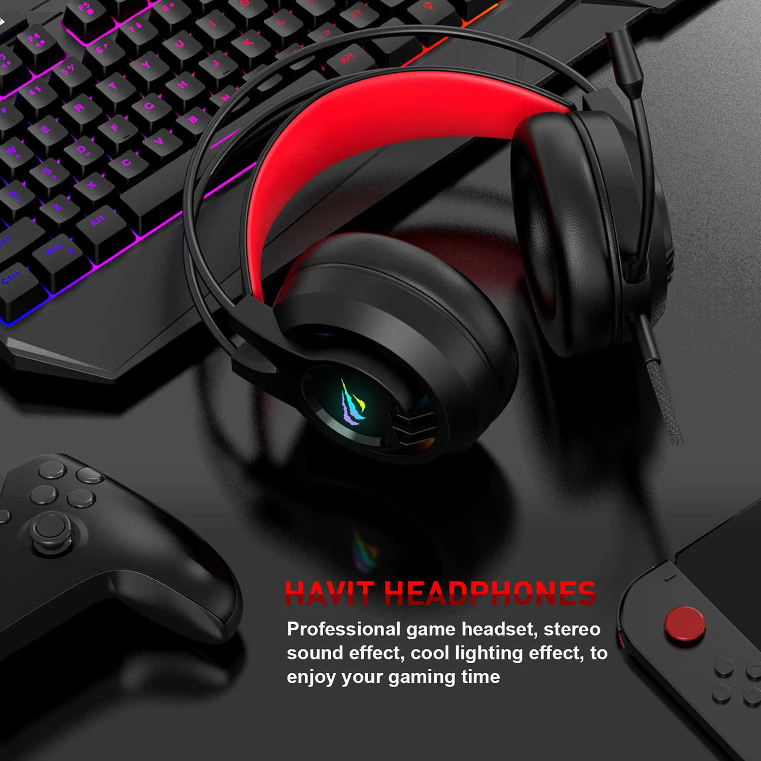 HAVIT H2020D RGB Gaming Headset with Stereo Surround Sound & Volume Control - Image 4