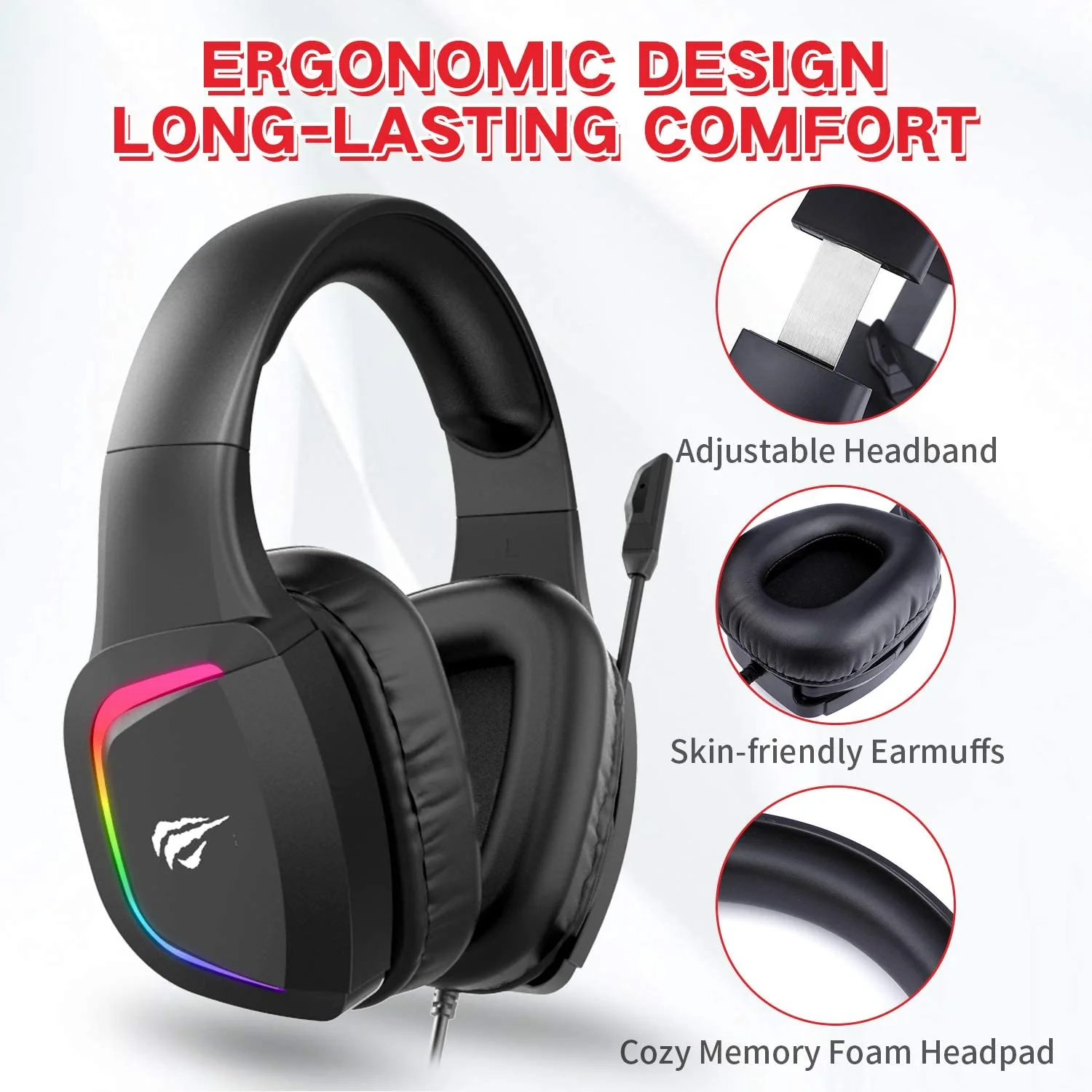 HAVIT H2025D RGB Wired Gaming Headset with 50mm Drivers & Volume Control - Image 2