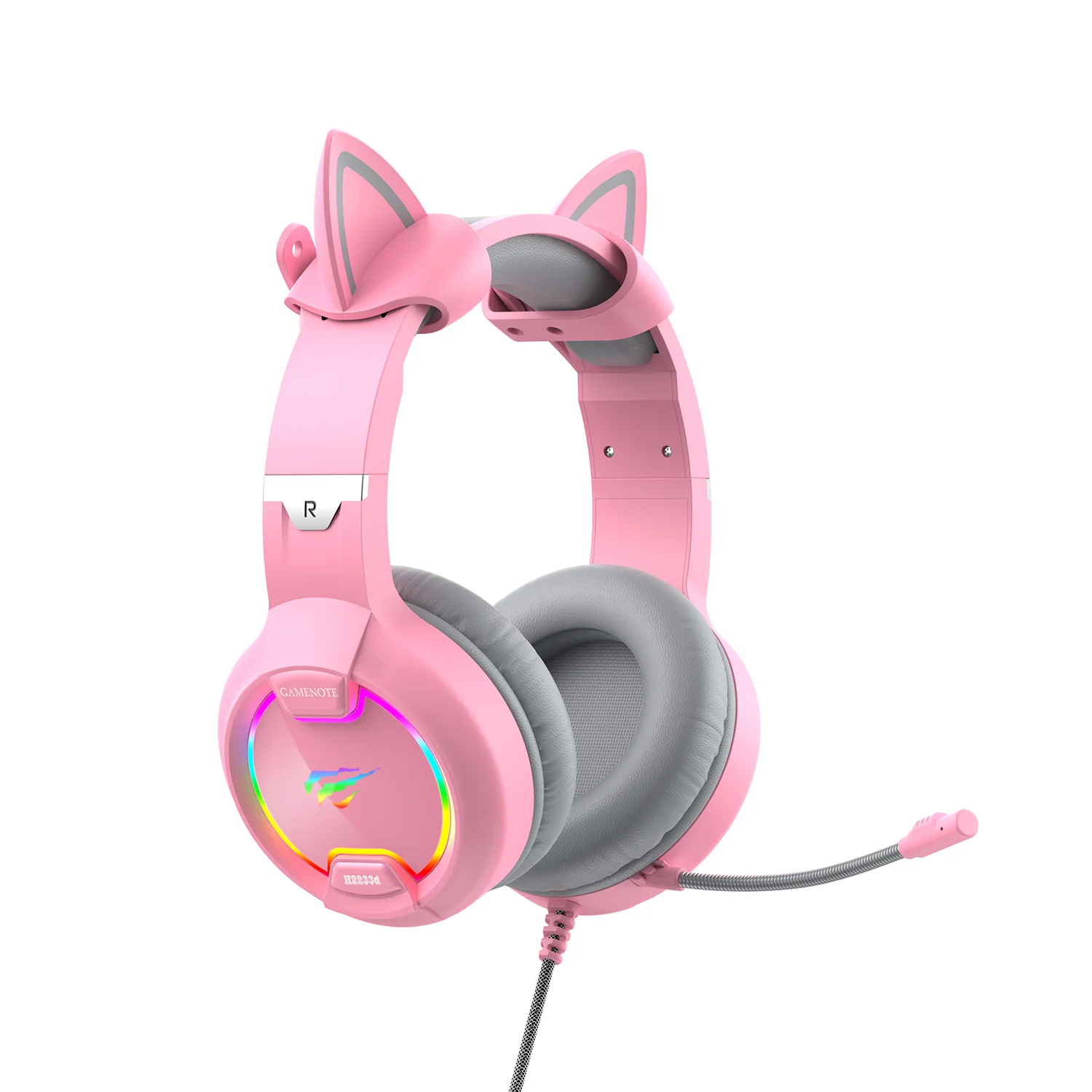 HAVIT H2233D RGB Cat Ear Headphones Gaming Headset with Volume Control & Microphone Mute Button - Image 3