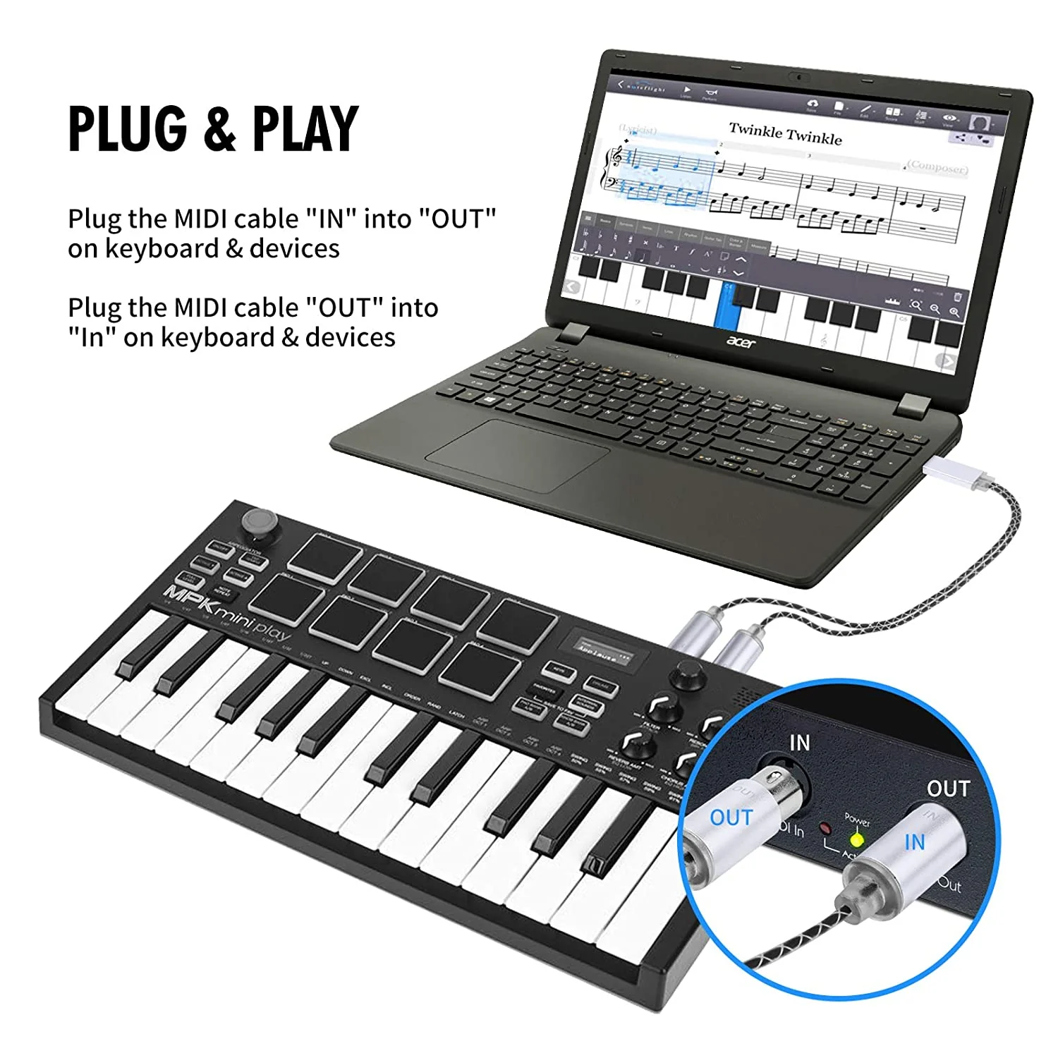 HAVIT 5 Pin MIDI to USB Cable with Indicator - Image 3