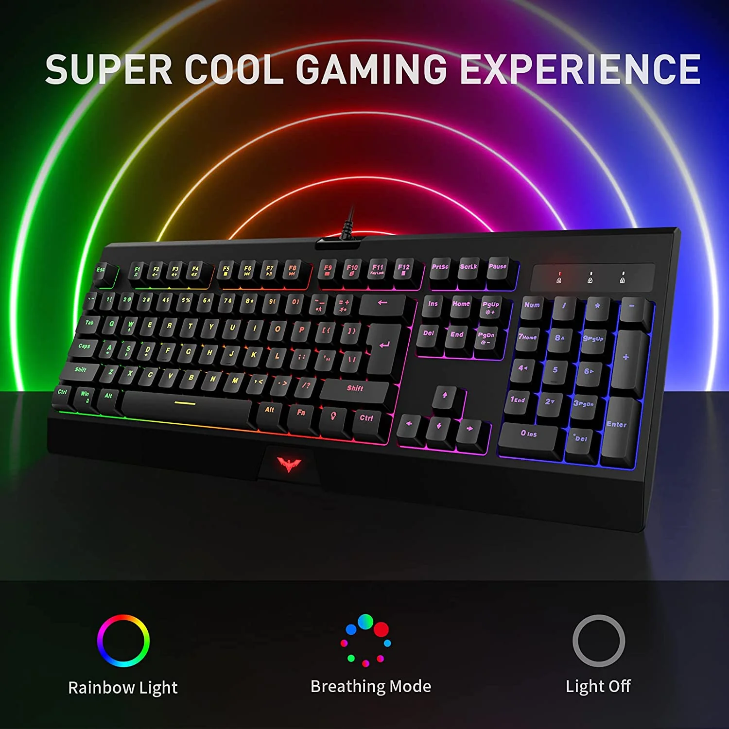 HAVIT KB858L 104 Keys Wired Gaming Keyboard with LED Rainbow Backlit - Image 2