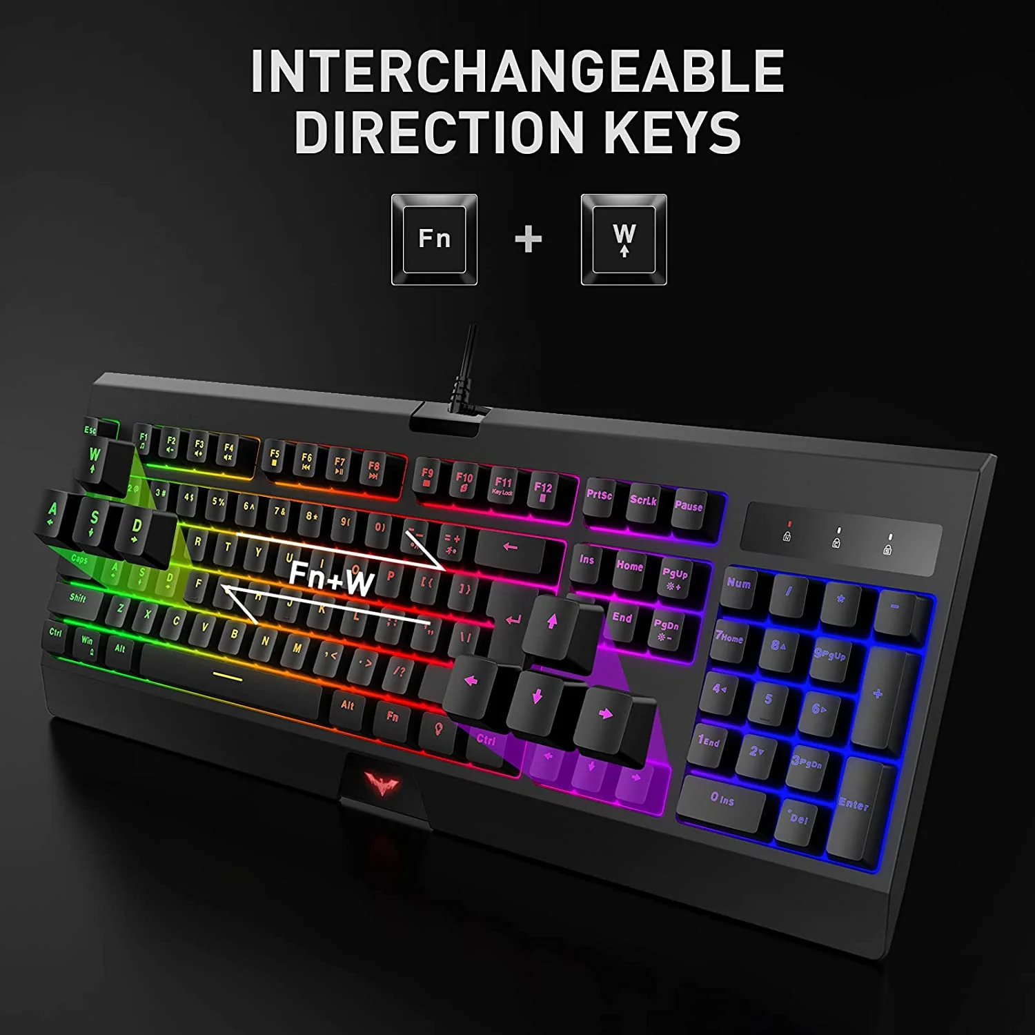 HAVIT KB858L 104 Keys Wired Gaming Keyboard with LED Rainbow Backlit - Image 3
