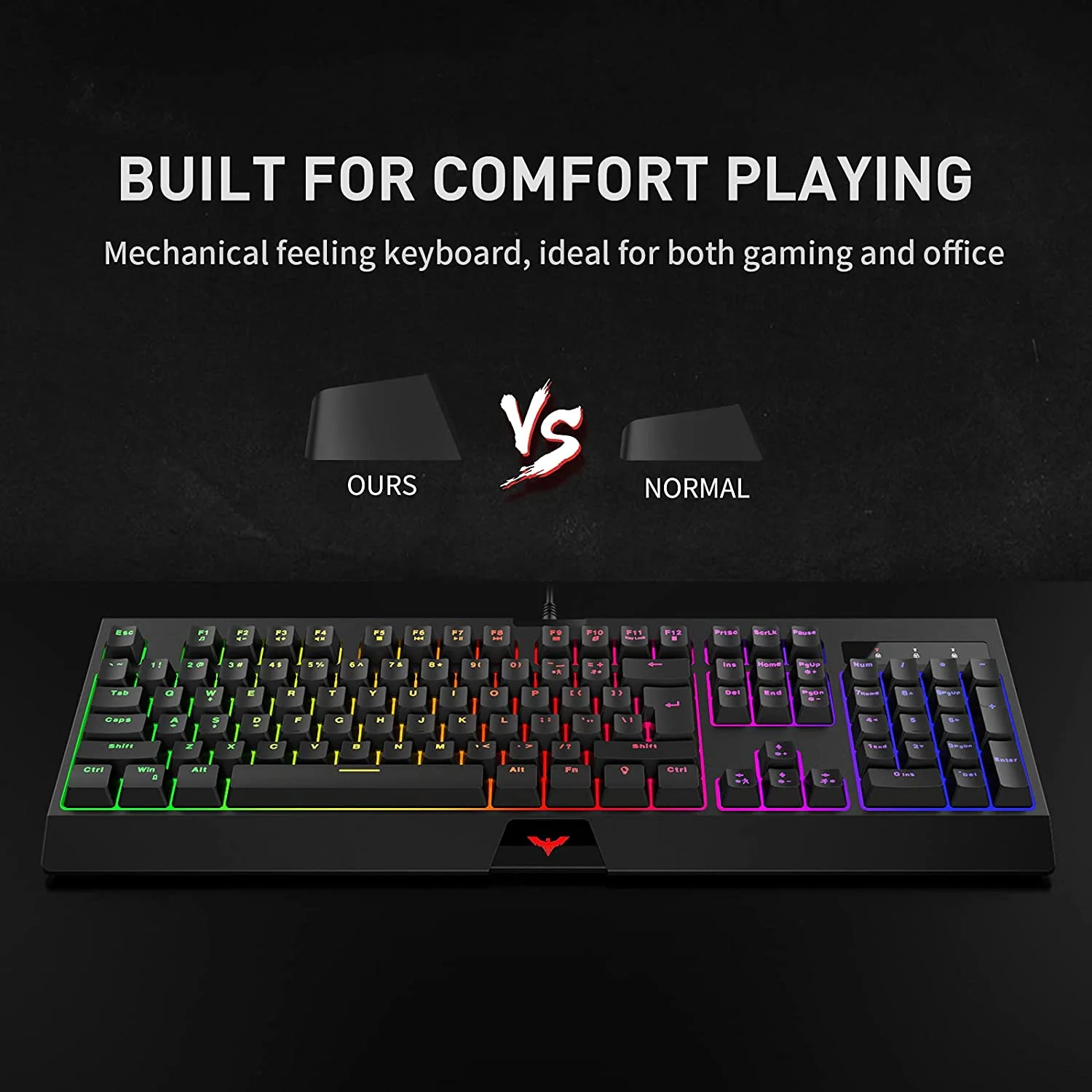 HAVIT KB858L 104 Keys Wired Gaming Keyboard with LED Rainbow Backlit - Image 5