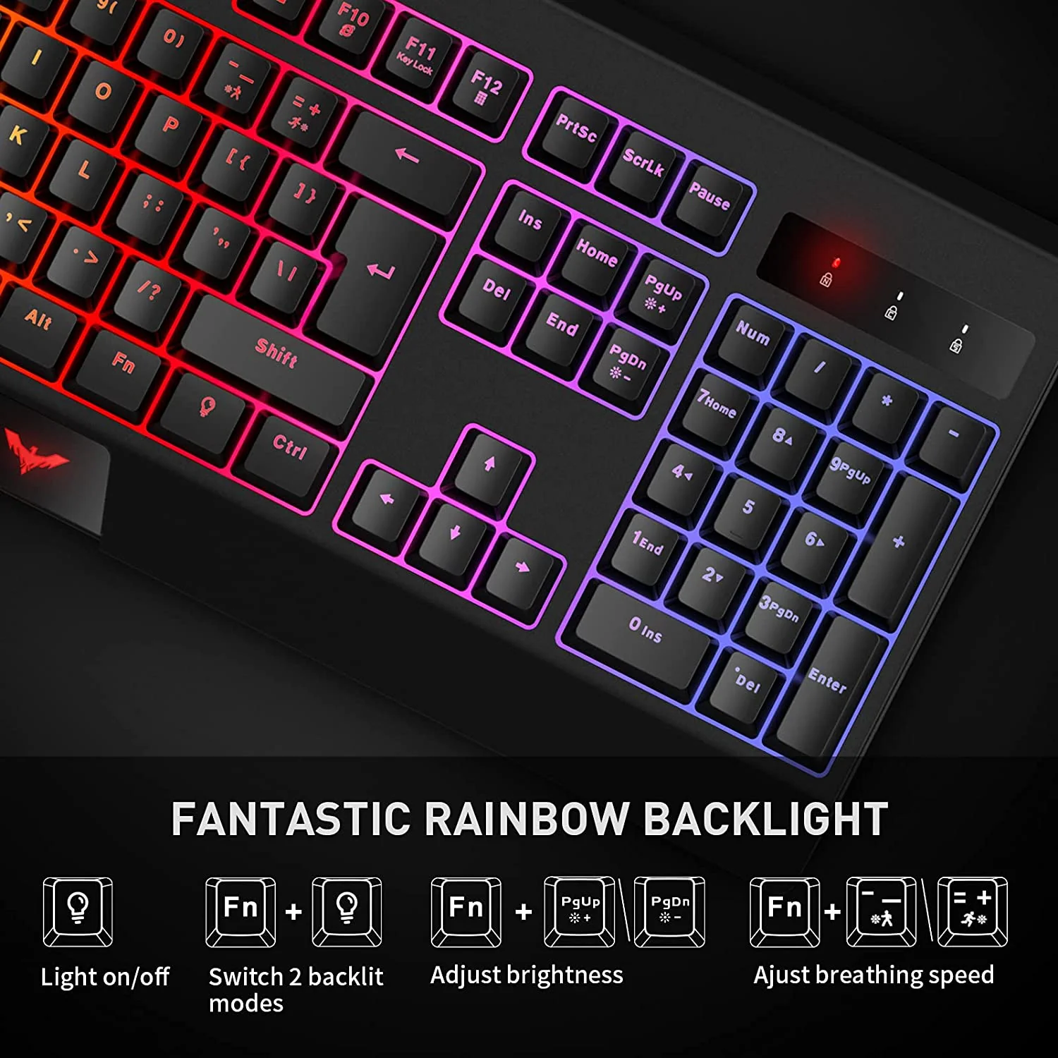 HAVIT KB858L 104 Keys Wired Gaming Keyboard with LED Rainbow Backlit - Image 8