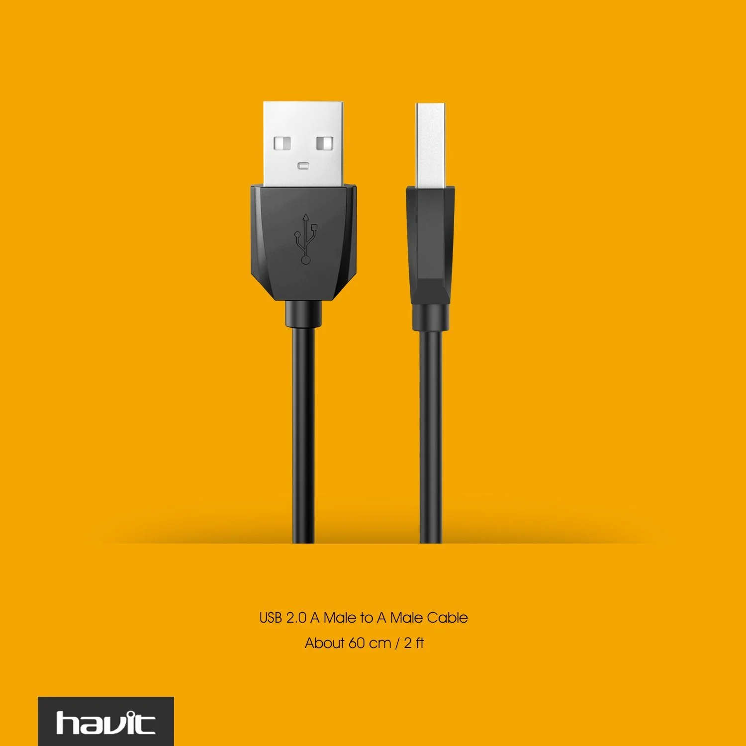 HAVIT 2-Feet USB 2.0 Type A Male to Type A Male Cable, Black - Image 3