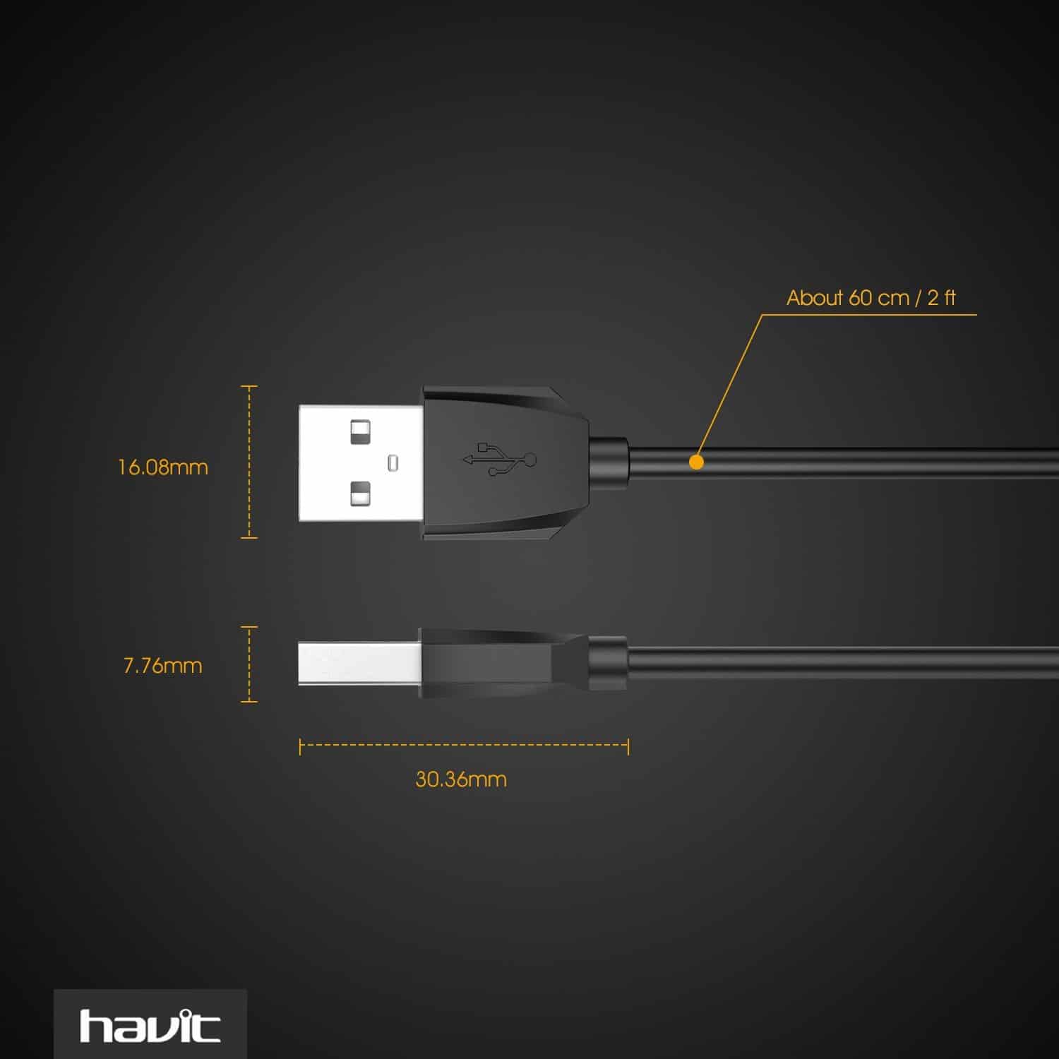 HAVIT 2-Feet USB 2.0 Type A Male to Type A Male Cable, Black - Image 7