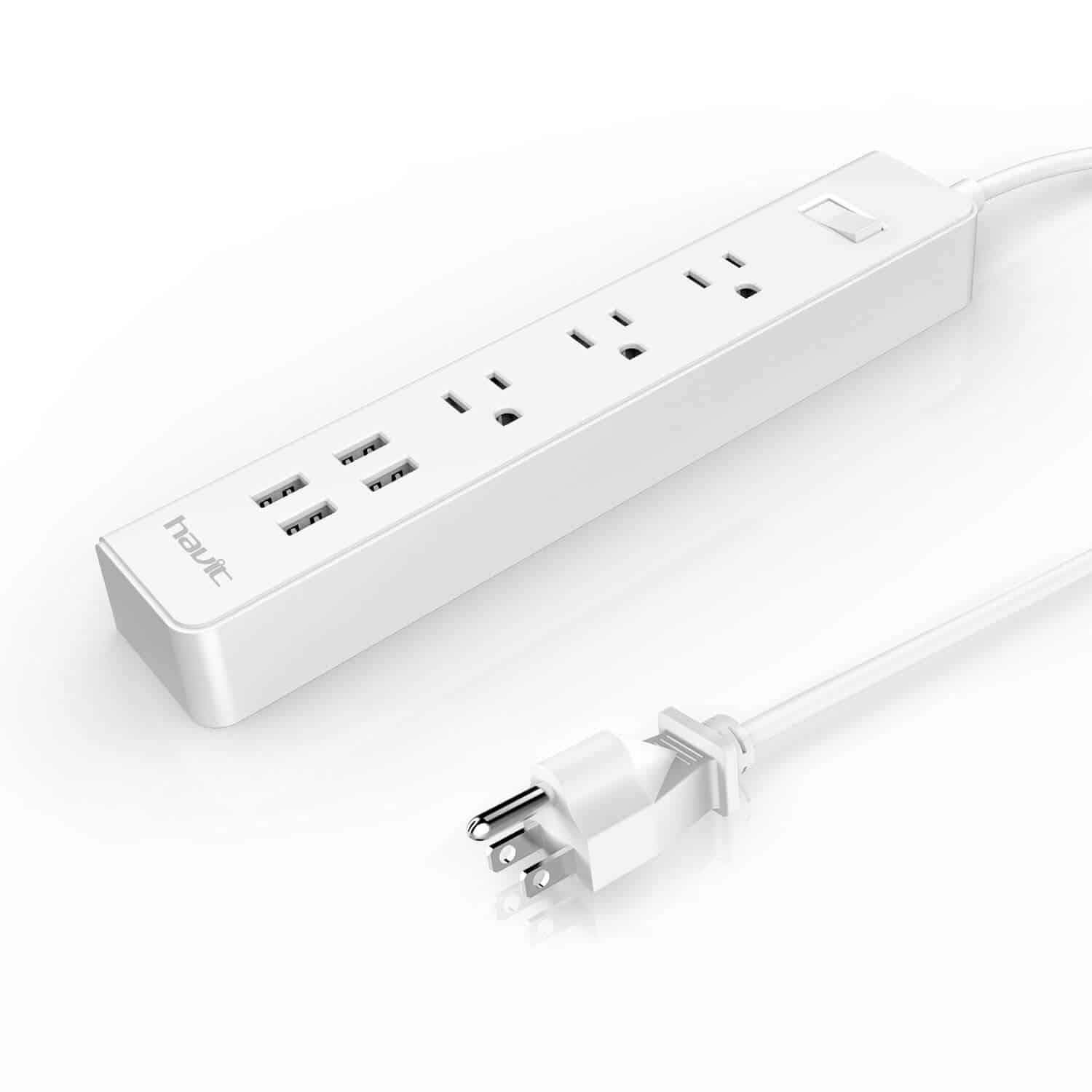 HAVIT HV-A304U Travel Power Strip / Surge Protector with 3 AC Outlets & 4 USB Ports (NEMA 5-15/Type B)