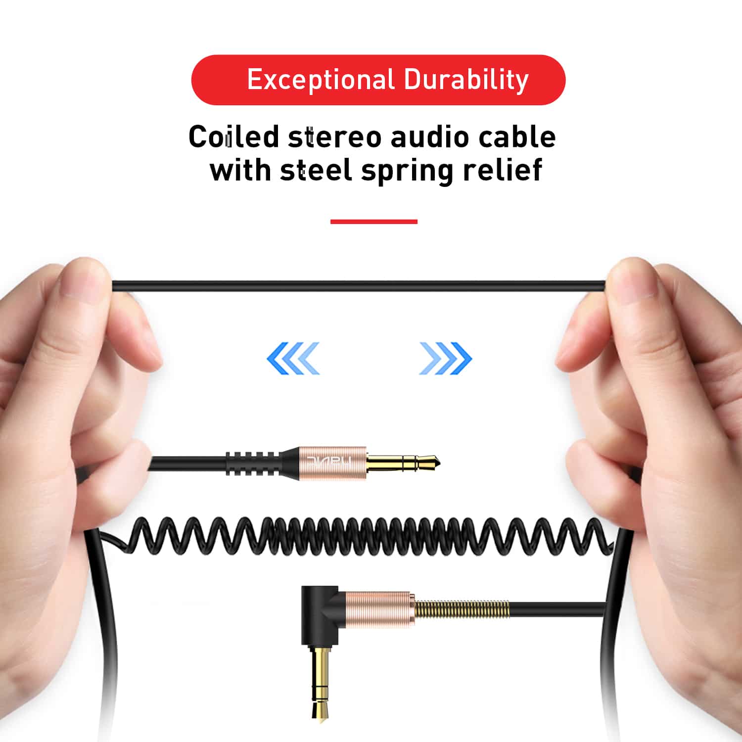 HAVIT HV-CB619X 3.5mm Male Jack to Male Stereo Coiled Aux Cable - Image 3