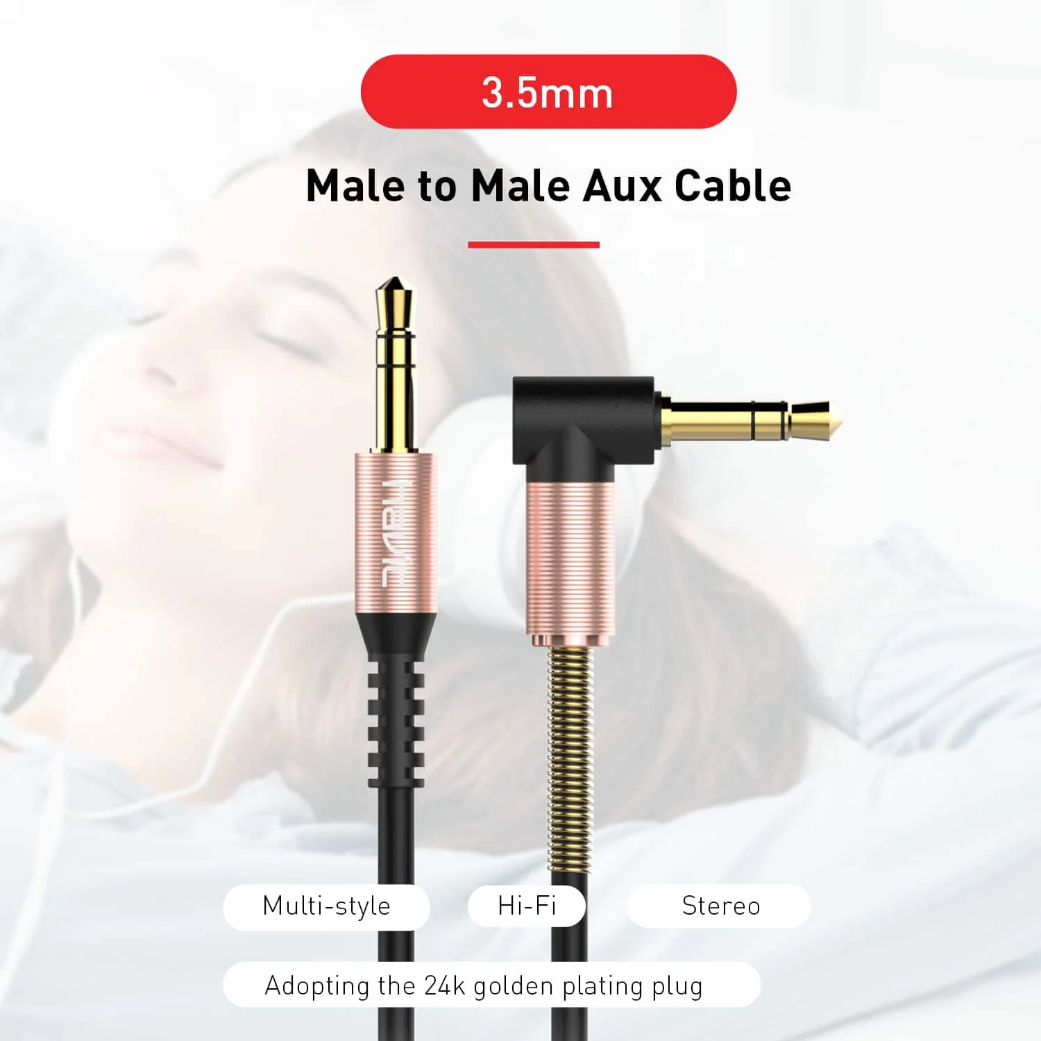HAVIT HV-CB619X 3.5mm Male Jack to Male Stereo Coiled Aux Cable - Image 5