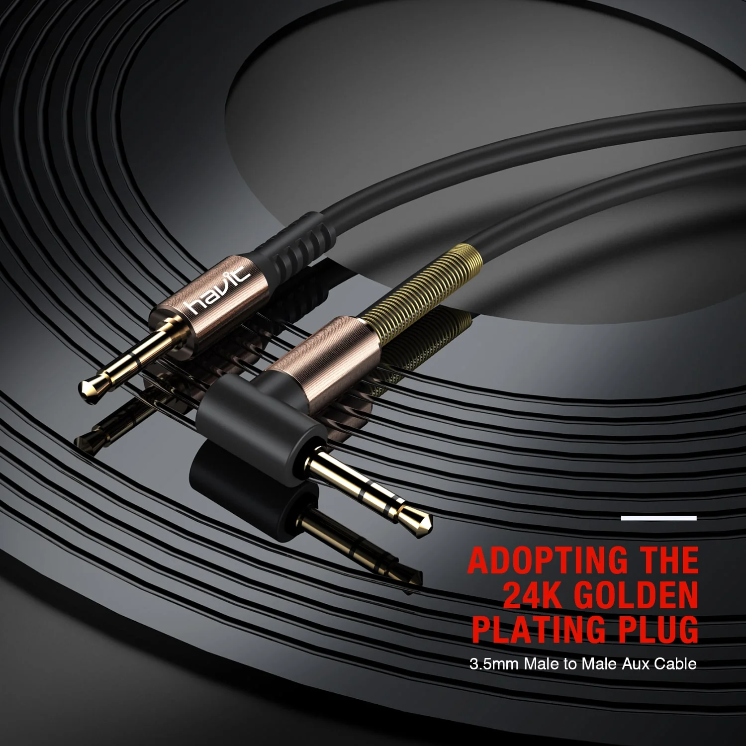 HAVIT HV-CB619X 3.5mm Male Jack to Male Stereo Coiled Aux Cable - Image 8