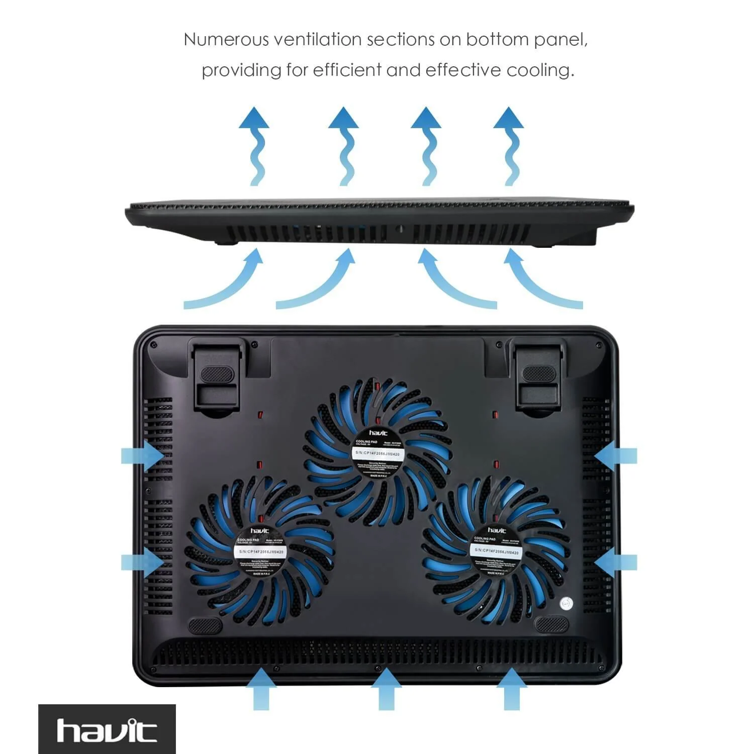 HAVIT HV-F2056 15.6"-17" Laptop Cooler Cooling Pad - Portable USB Powered (3 Fans) - Image 10