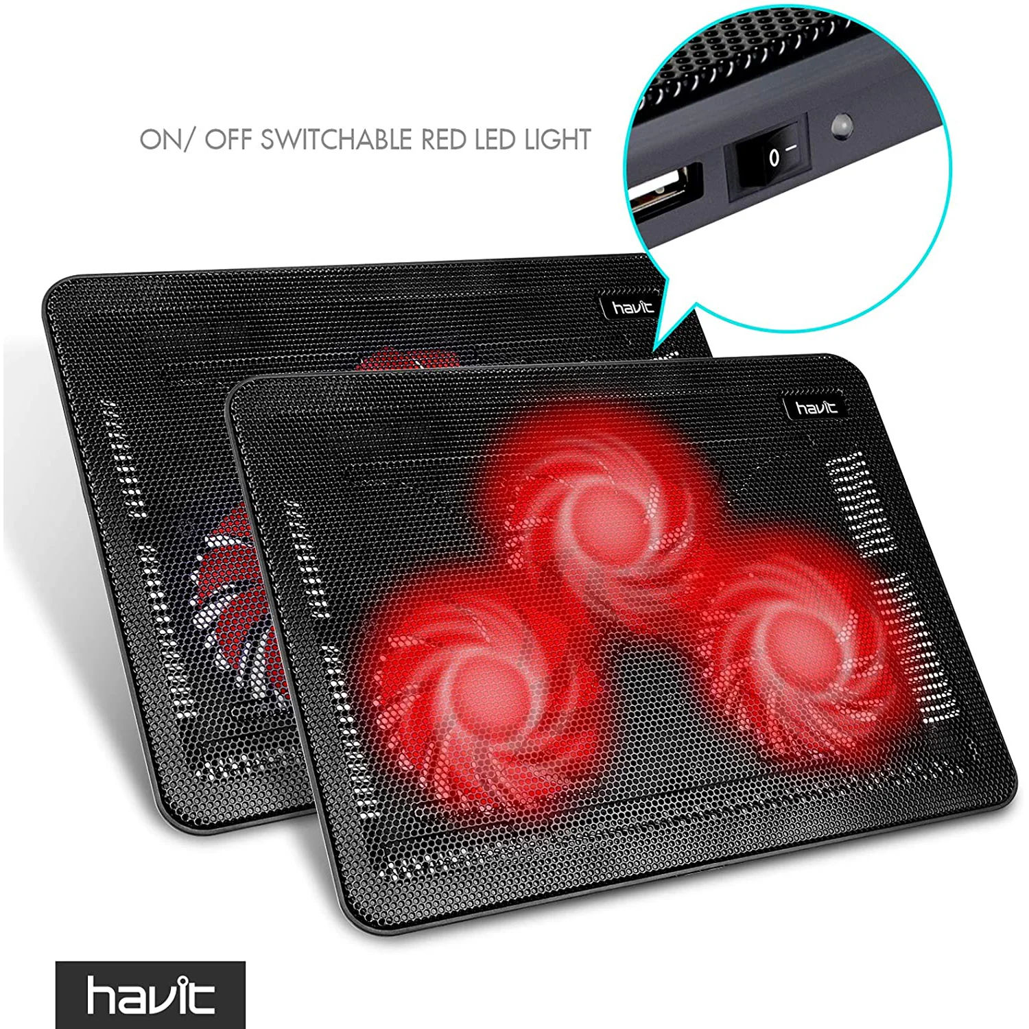 HAVIT HV-F2056 15.6"-17" Laptop Cooler Cooling Pad - Portable USB Powered (3 Fans) - Image 13