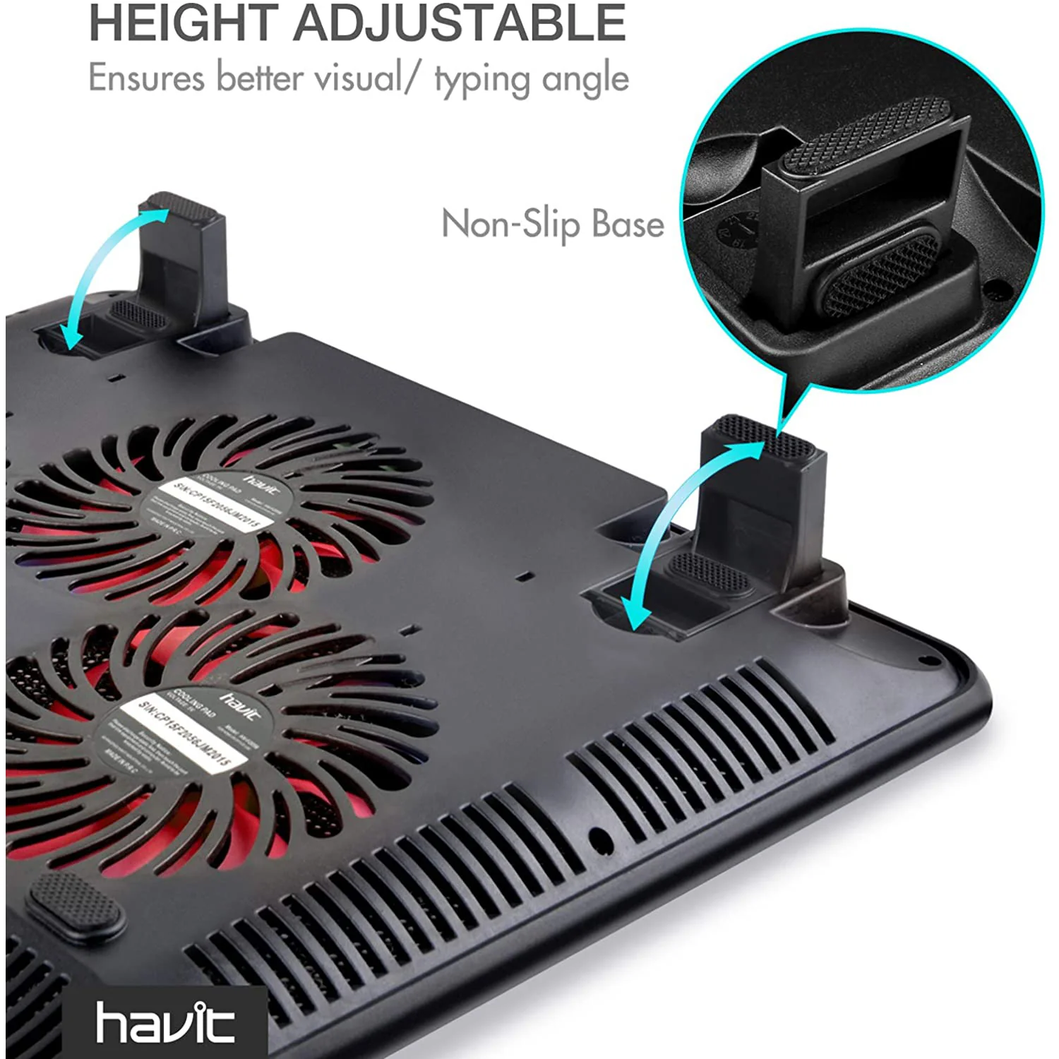 HAVIT HV-F2056 15.6"-17" Laptop Cooler Cooling Pad - Portable USB Powered (3 Fans) - Image 16