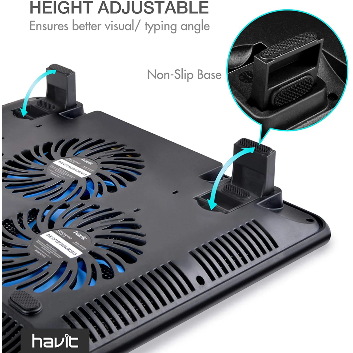 HAVIT HV-F2056 15.6"-17" Laptop Cooler Cooling Pad - Portable USB Powered (3 Fans) - Image 6