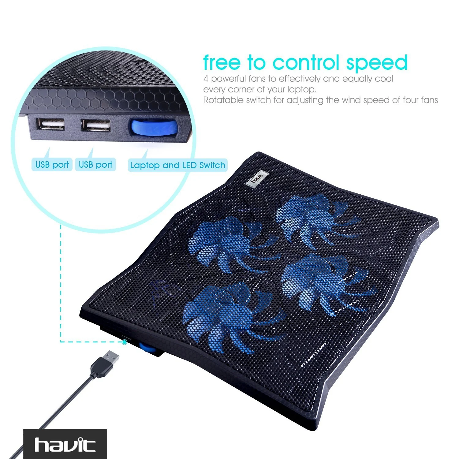 HAVIT HV-F2063A Laptop Cooling Pad for 14-17 Inch Laptops - Image 8