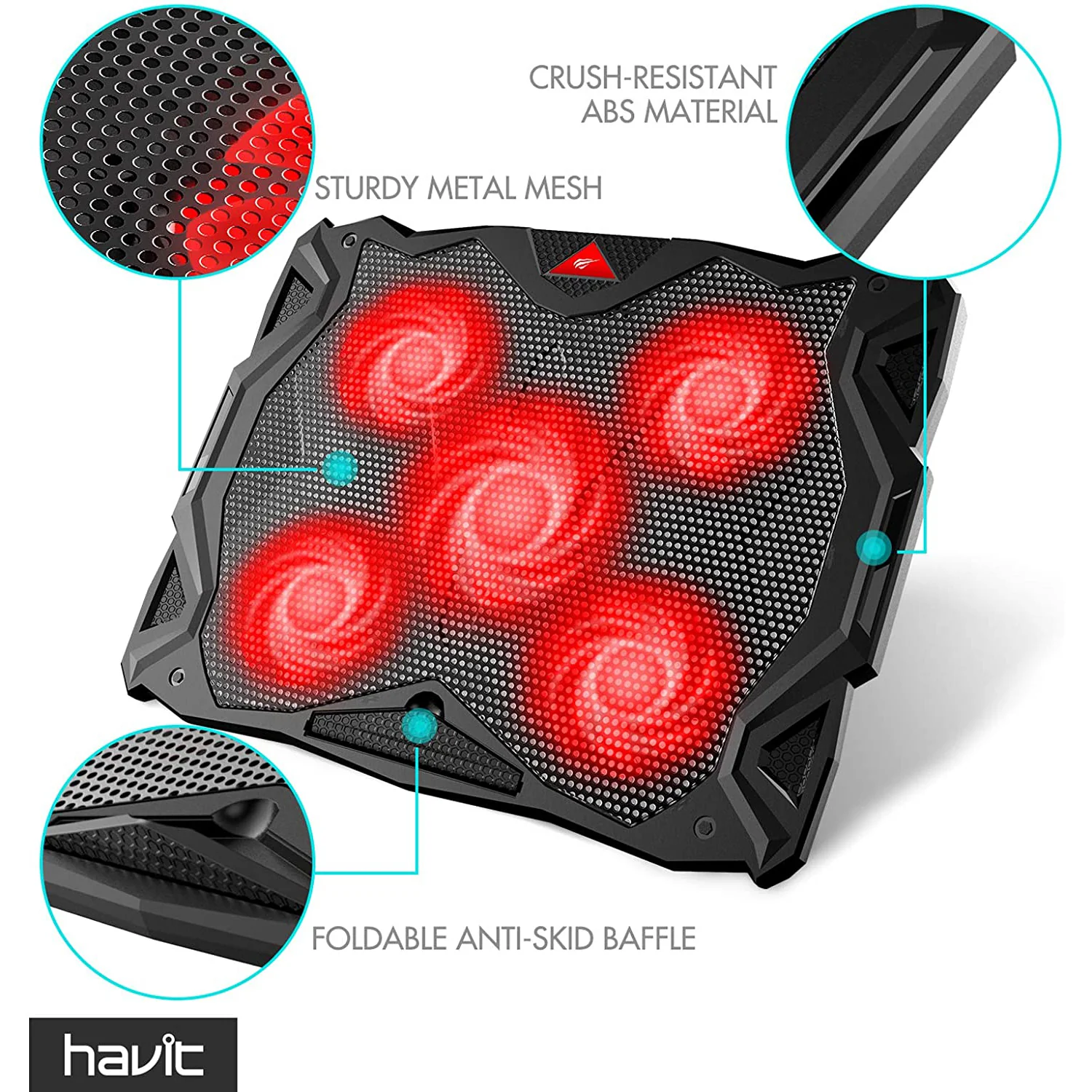 HAVIT HV-F2068 5-Fan Laptop Cooler for 14-17 Inch Laptops - Image 14