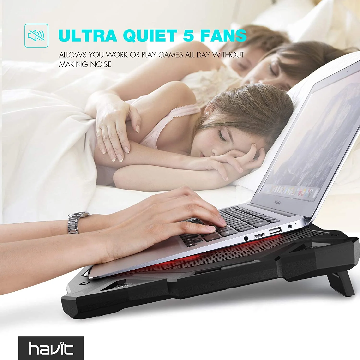 HAVIT HV-F2068 5-Fan Laptop Cooler for 14-17 Inch Laptops - Image 15