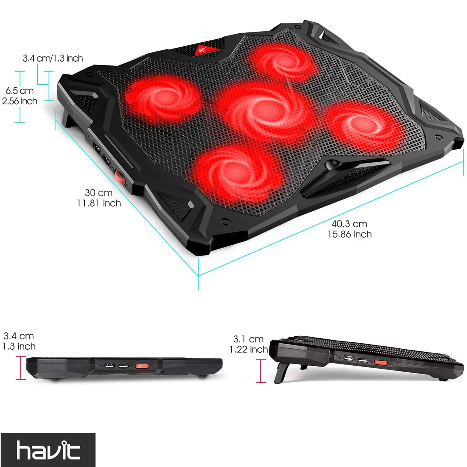 HAVIT HV-F2068 5-Fan Laptop Cooler for 14-17 Inch Laptops - Image 18