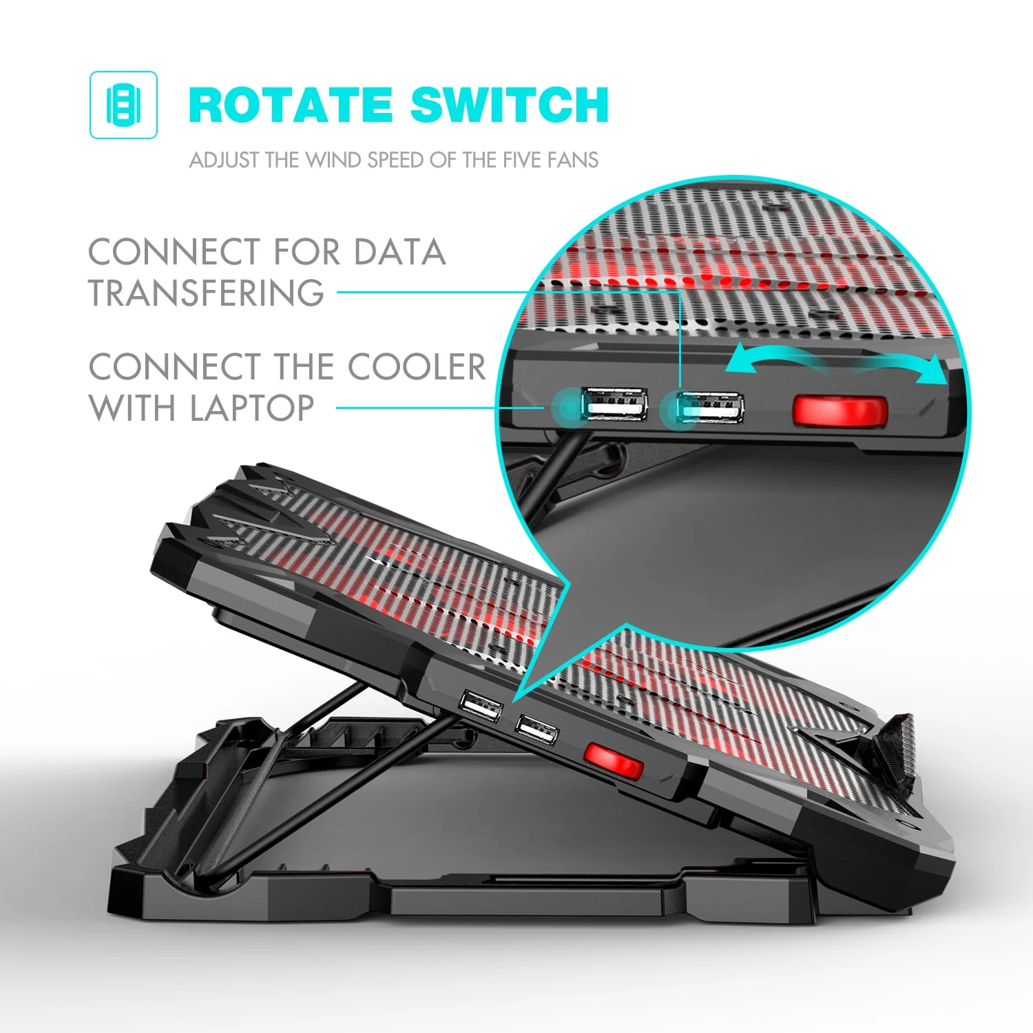 HAVIT HV-F2068 5-Fan Laptop Cooler for 14-17 Inch Laptops - Image 27