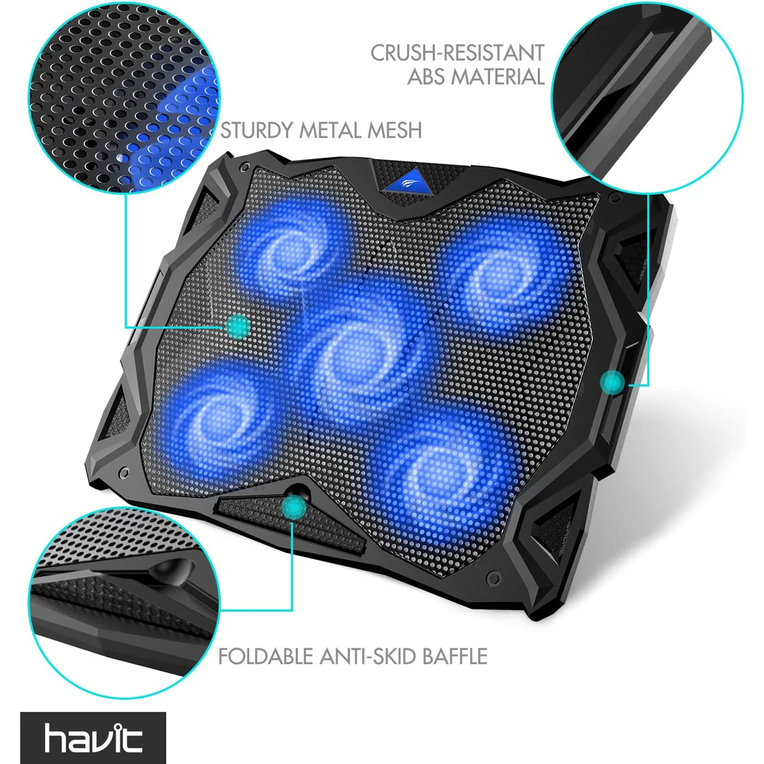 HAVIT HV-F2068 5-Fan Laptop Cooler for 14-17 Inch Laptops - Image 5