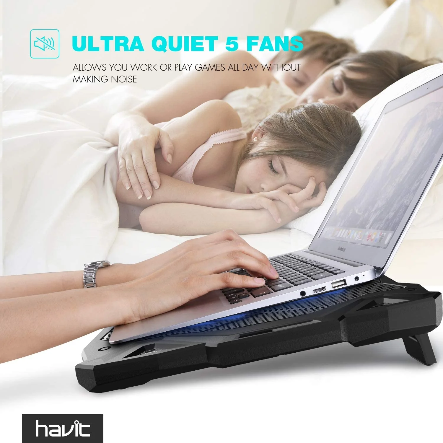 HAVIT HV-F2068 5-Fan Laptop Cooler for 14-17 Inch Laptops - Image 6