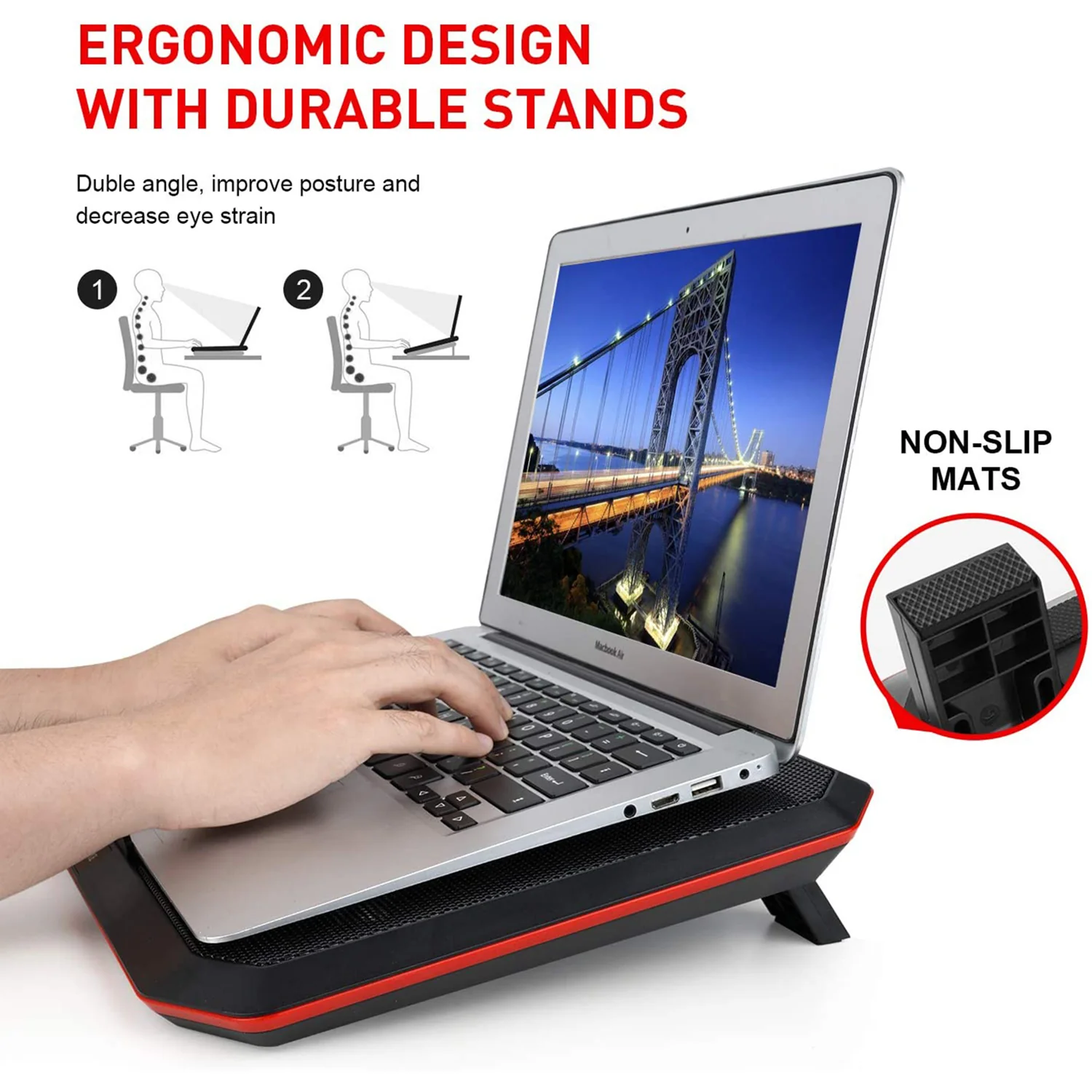 HAVIT HV-F2069 Laptop Cooling Pad for Up to 17 Inch Laptop with 4 Fans & LED Light - Image 4