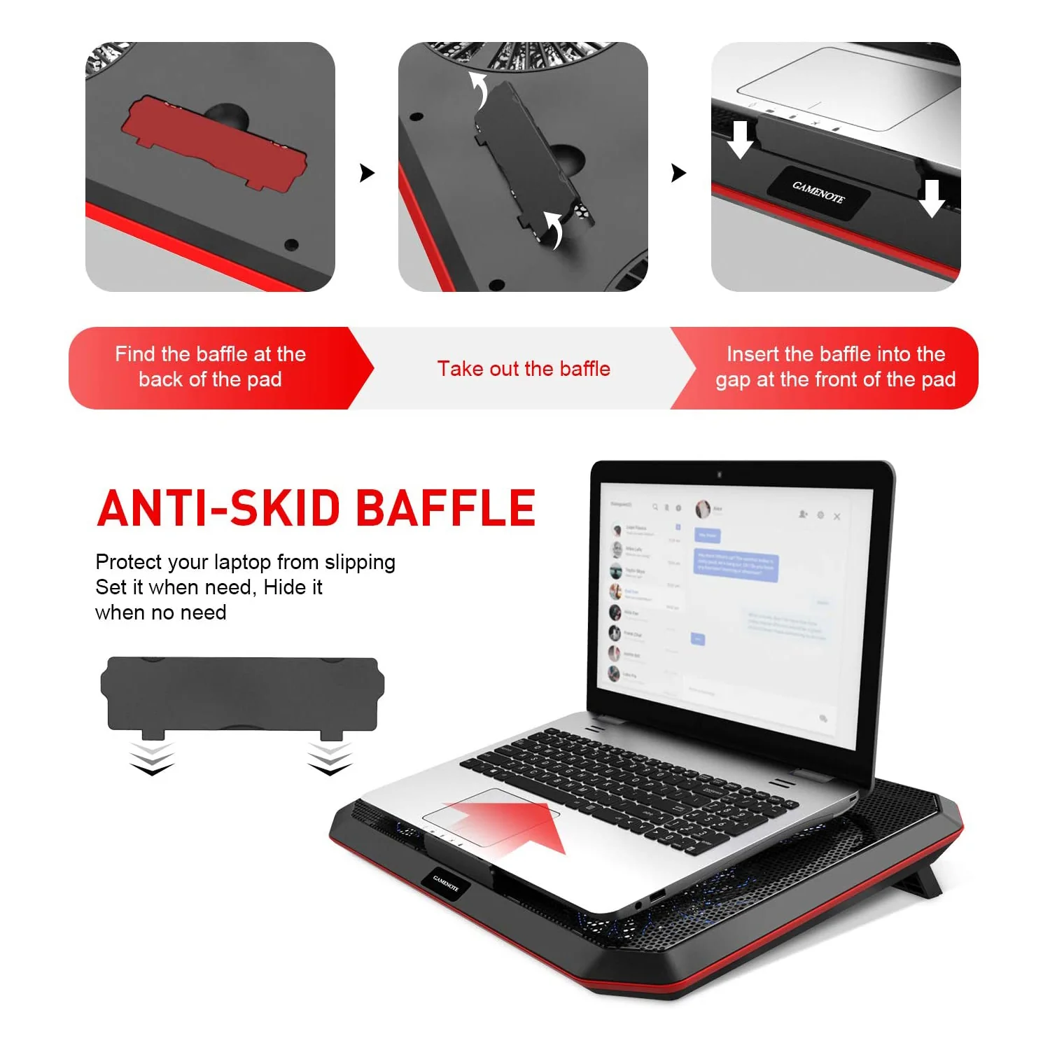 HAVIT HV-F2069 Laptop Cooling Pad for Up to 17 Inch Laptop with 4 Fans & LED Light - Image 5
