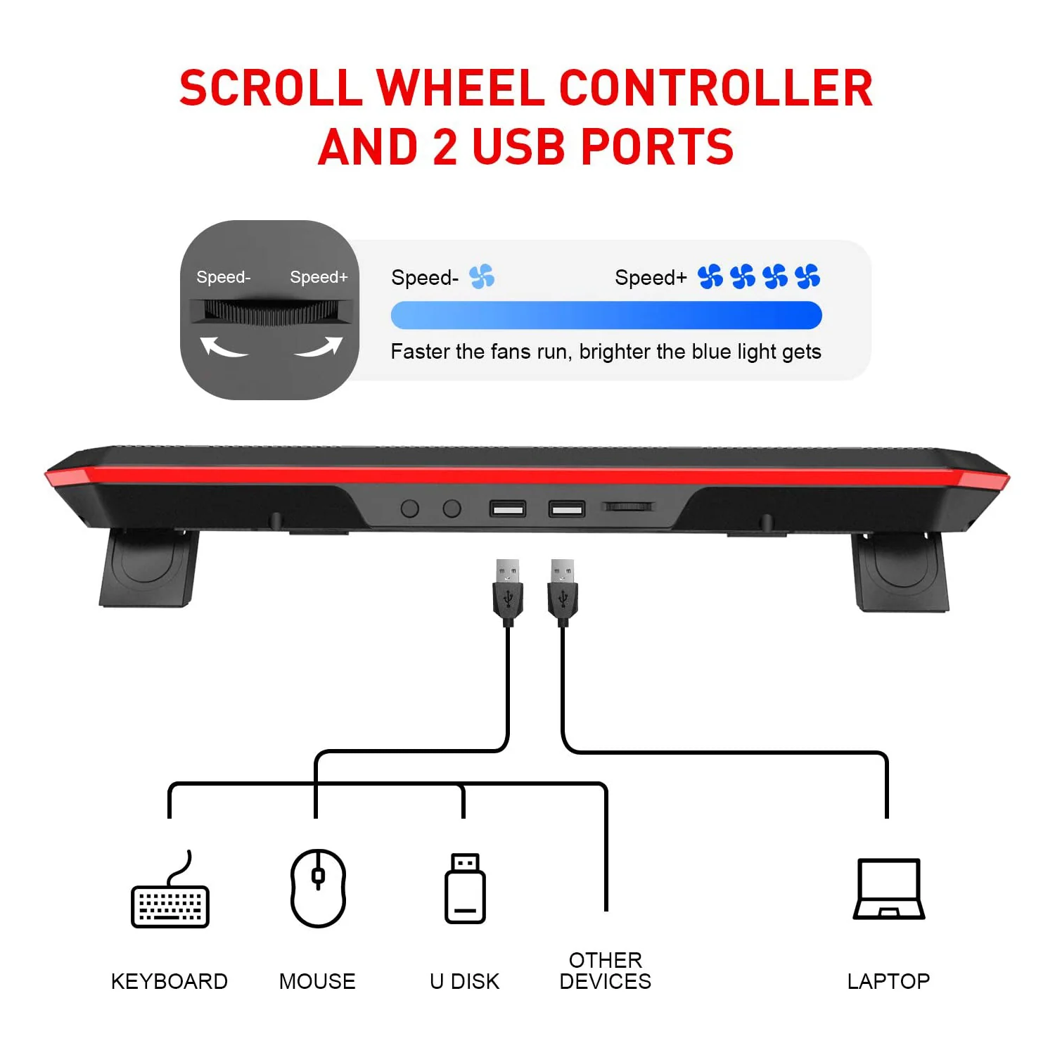 HAVIT HV-F2069 Laptop Cooling Pad for Up to 17 Inch Laptop with 4 Fans & LED Light - Image 6