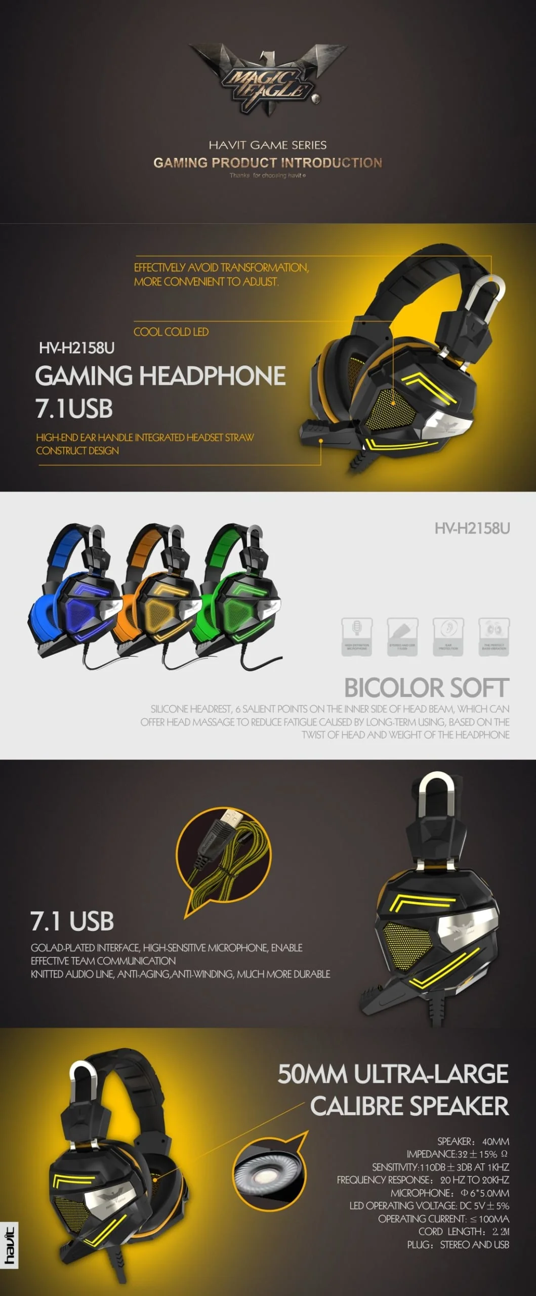 HAVIT HV-H2158U 7.1 Channel Virtual Surround Sound Gaming Headset - Image 6
