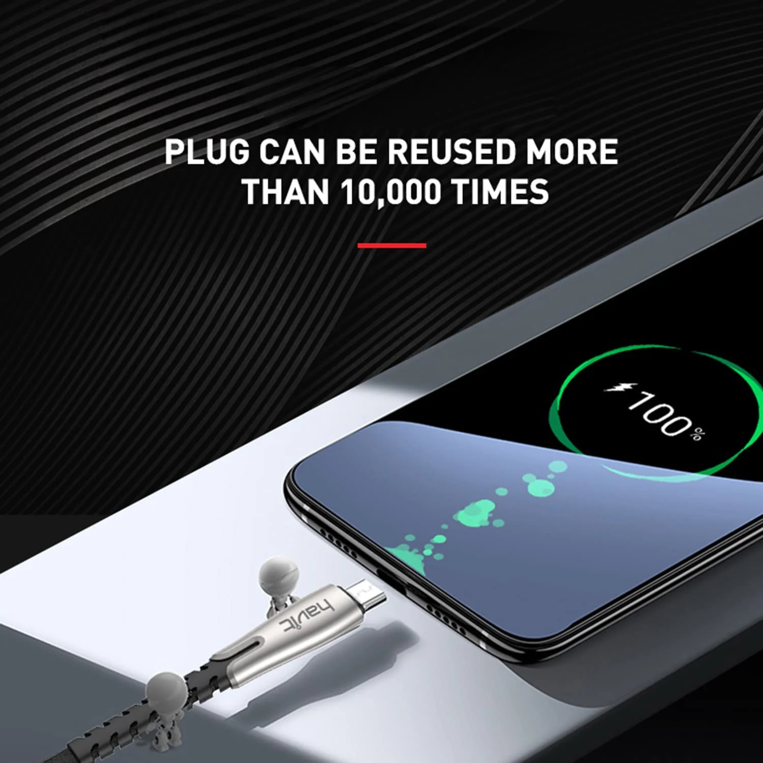 HAVIT HV-H6112 USB 2.0 A-Male to Micro B Charger Cable, Fast Charging, Silver - Image 3
