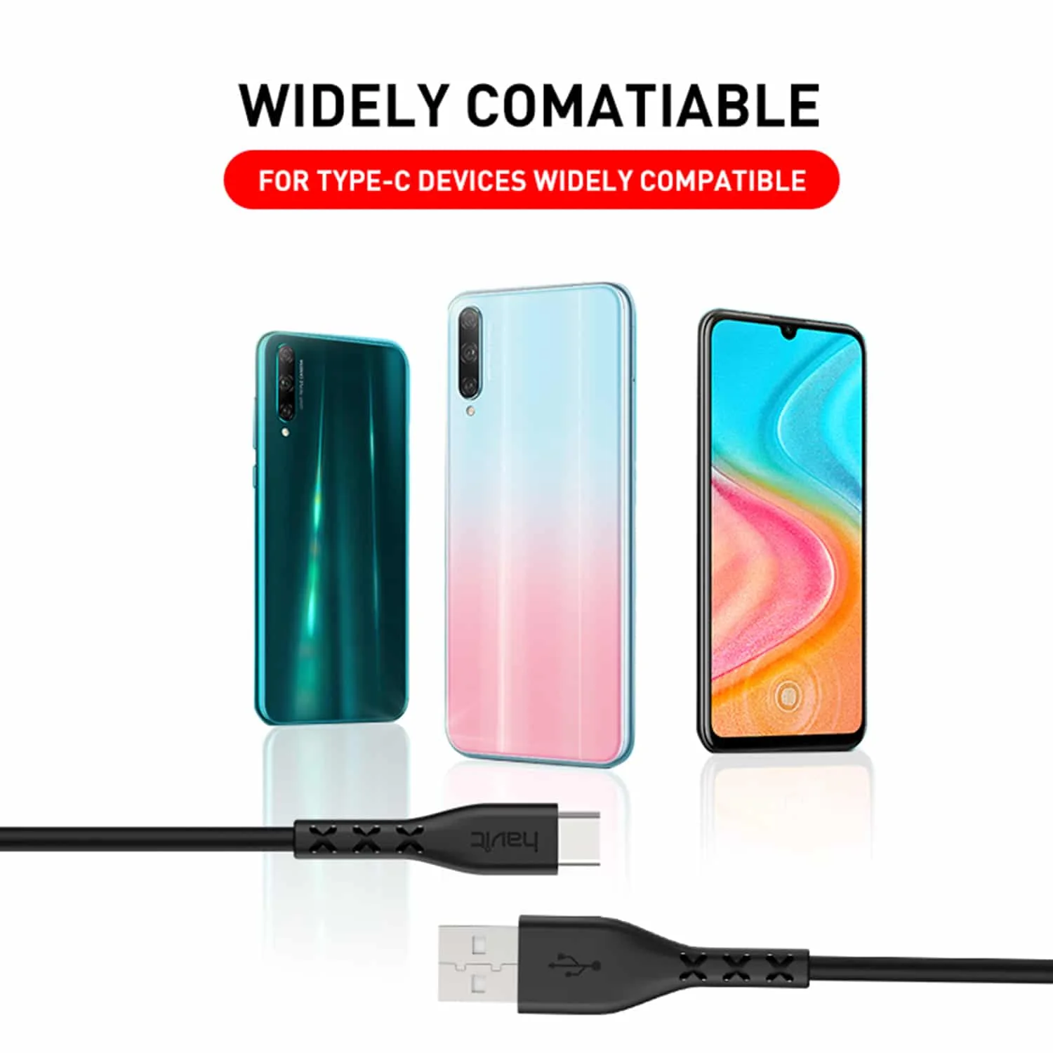 HAVIT HV-H68 USB To Type-C Cable,  2.0A Fast Charger, Black - Image 2