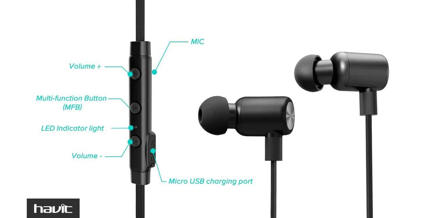 HAVIT HV-H927BT Wireless Bluetooth 4.1 In-Ear Sports Earbuds - Image 6