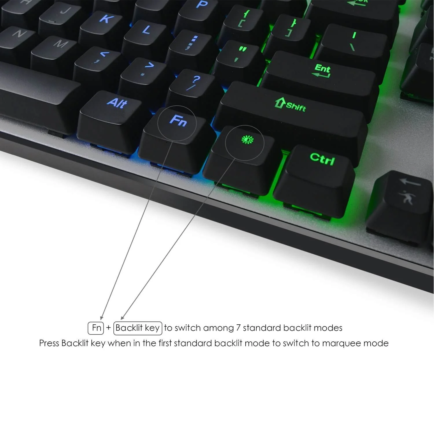 HAVIT HV-KB366L RGB Backlit Mechanical Gaming Keyboard, Blue Switch, NKRO, Metal, Silver - Image 2